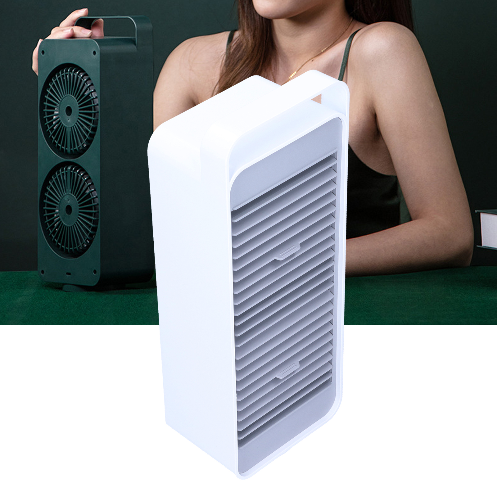 Weißer, Per Usb Aufladbarer Tischventilator Mit Zwei Rotierenden Flügeln, Ideal Für Zuhause, Büro Oder Studentenzimmer.