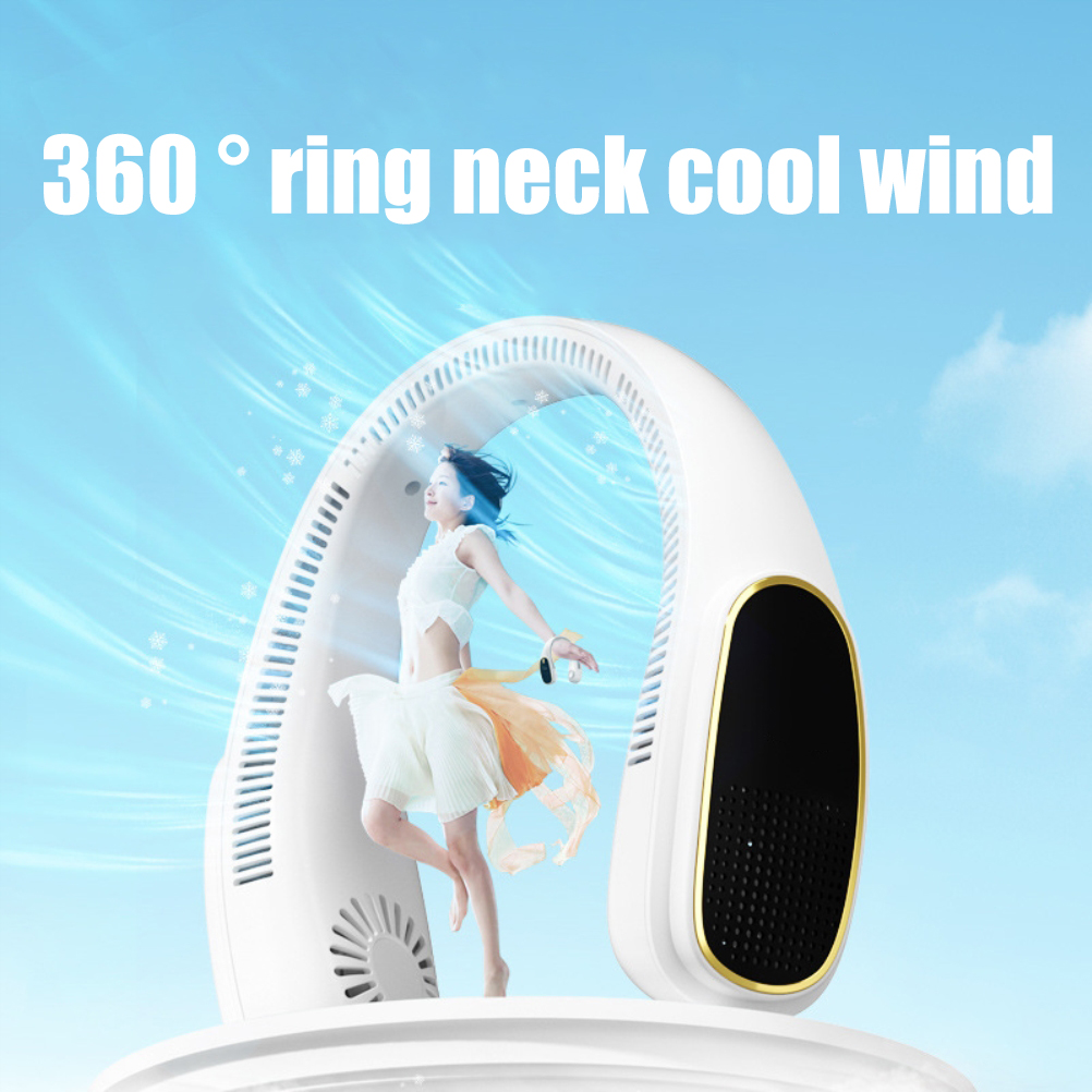 Blattloser Nackenventilator, Ultraleiser, Wiederaufladbarer Usb-sportventilator Mit Negativ-ionen-technologie, Weiß.