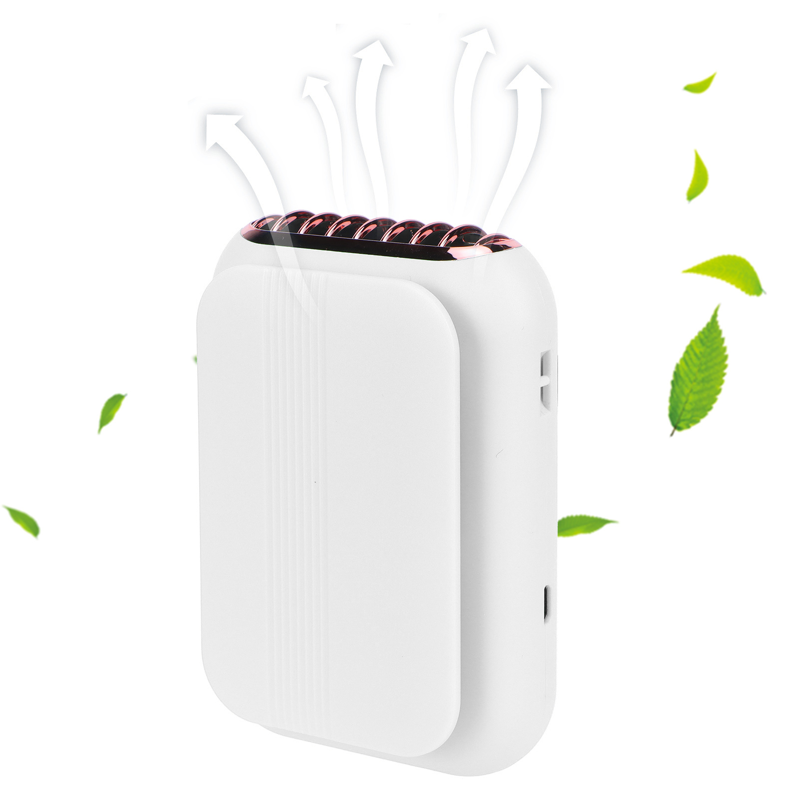 Usb-wiederaufladbarer, Tragbarer Und Geräuscharmer Elektrischer Nackenventilator Für Den Einsatz Im Freien, Im Büro Und Zu Hause (weiß)