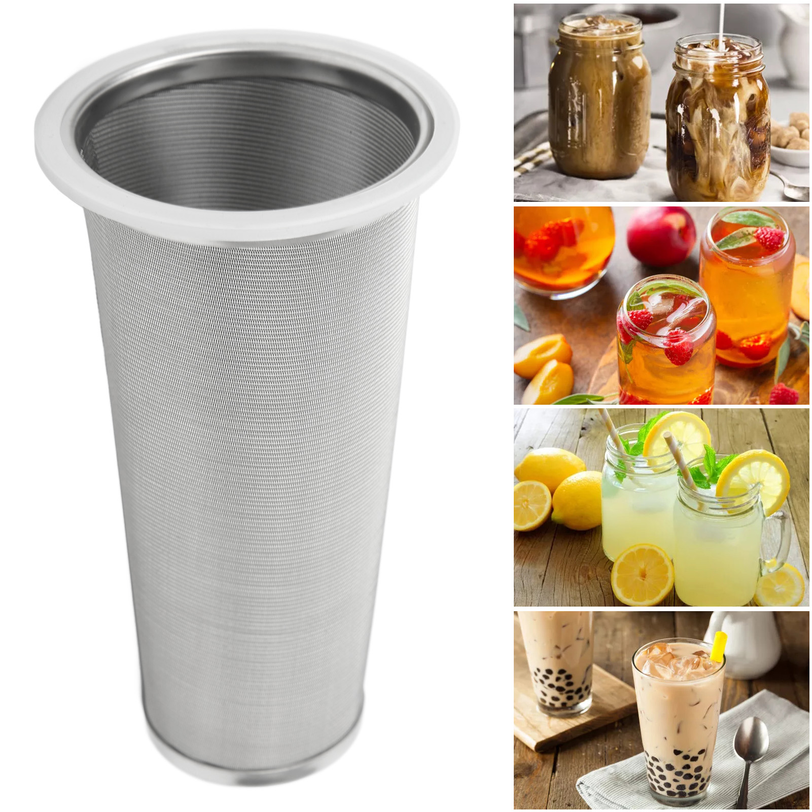 Konische Mason-filterpatrone Aus Edelstahl 304 Für Kaffee, Säfte Und Getränke Mit Weißer Gummidichtung (815cm)