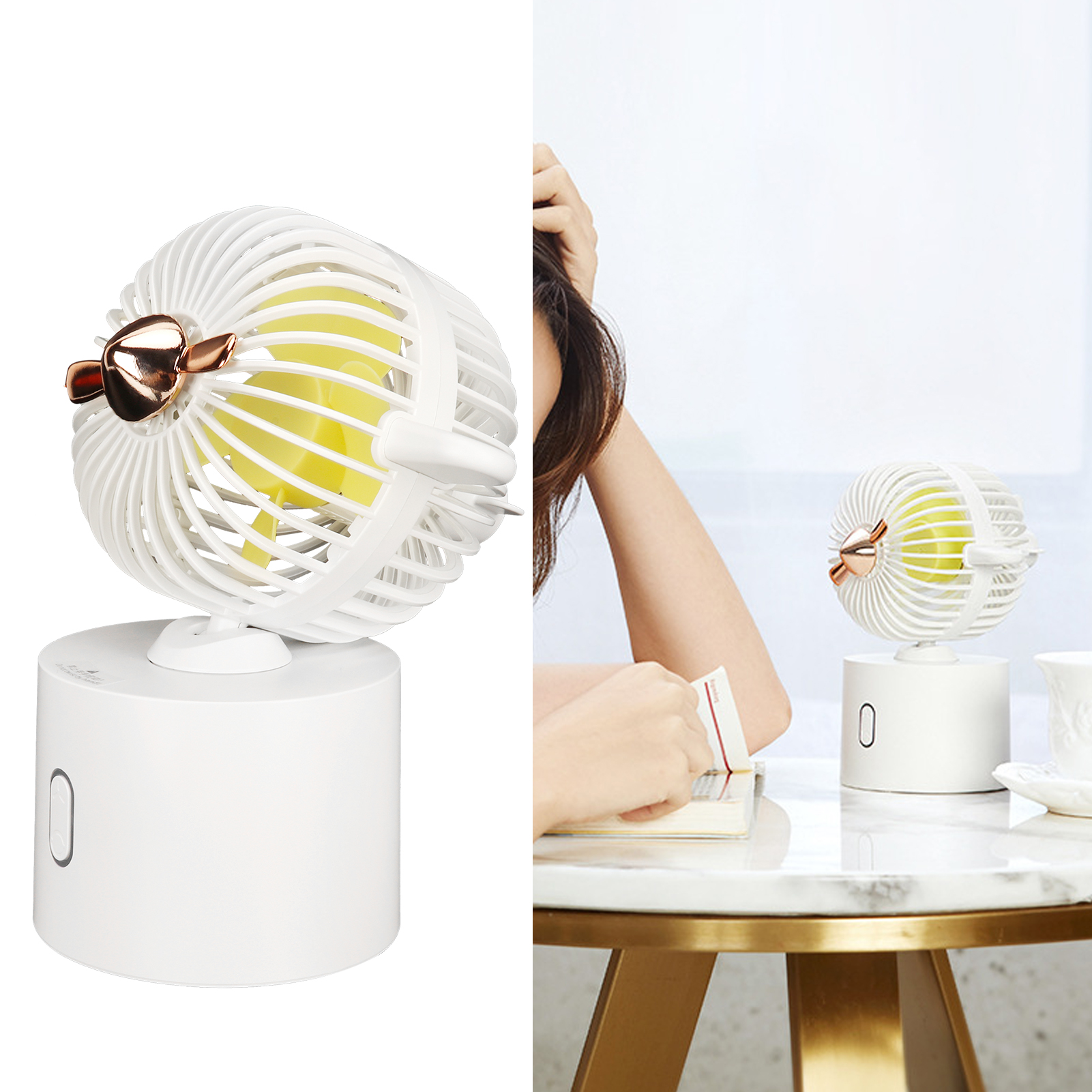 Mini-ventilator In Flugzeugform, Oszillierend, Usb-aufladbar, Tragbar, Für Sommer, Zuhause Und Büro (weiß)