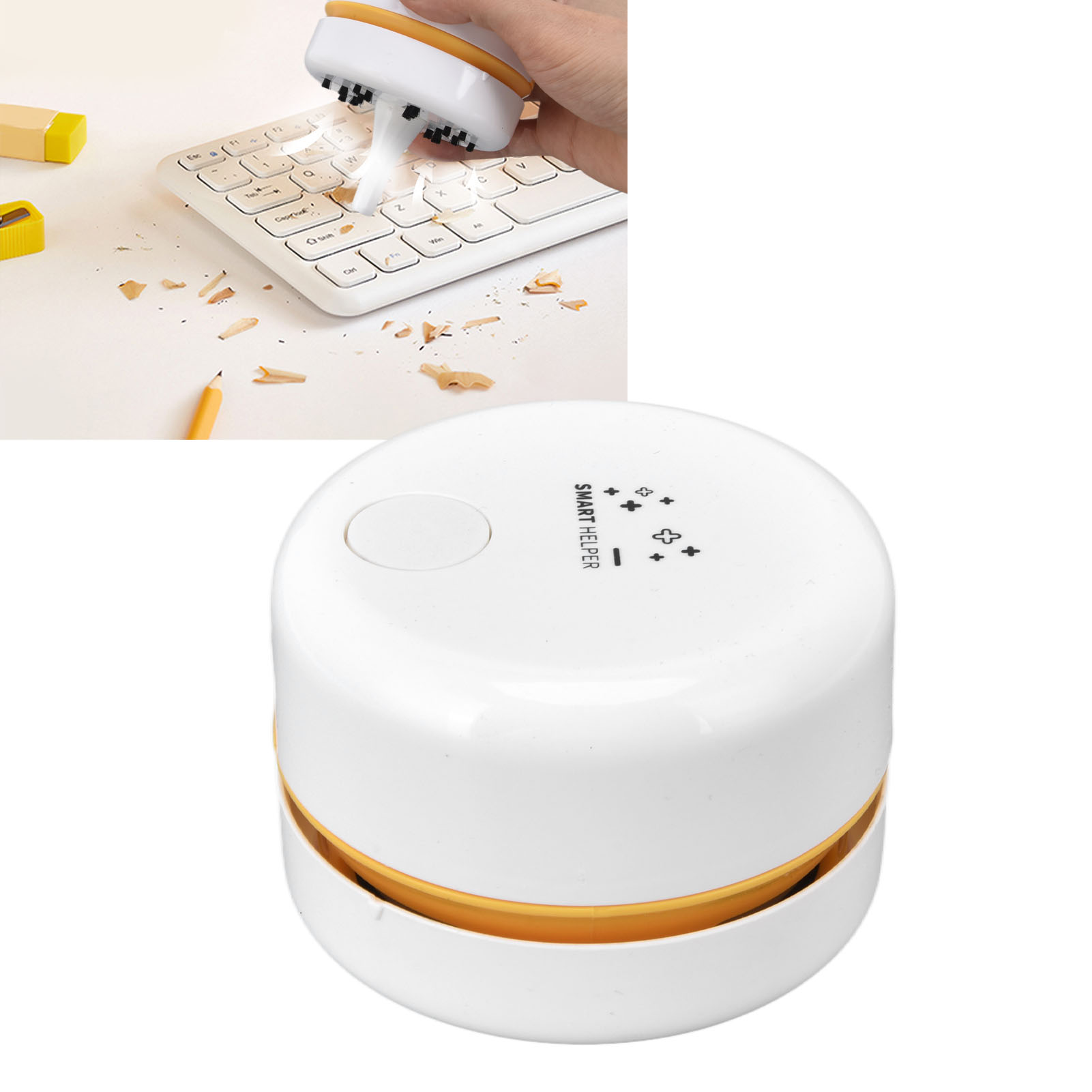 Mini-tischstaubsauger, Automatisch, Usb-aufladbar, 18650-akku, 600 Mah Kapazität, Weiß.