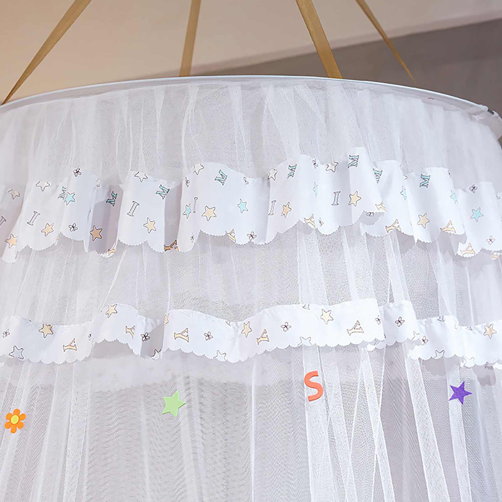 Rundes Moskitonetz Aus Spitze Im Prinzessinnenstil Für Ein Kinderbett (weiß)