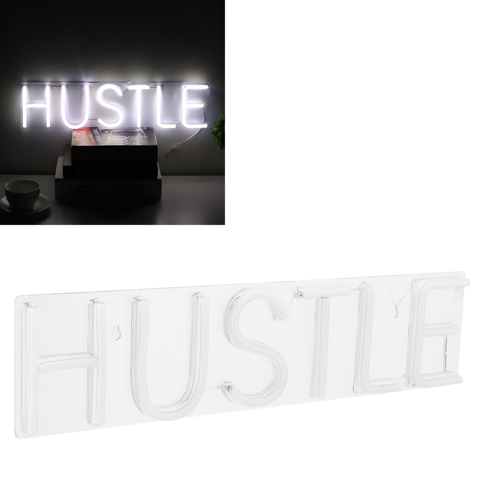 Led-neonlichtschild „hustle Words“ Für Zuhause, Schlafzimmer, Studentenwohnheim, Partys Und Hochzeiten (usb-betrieben).