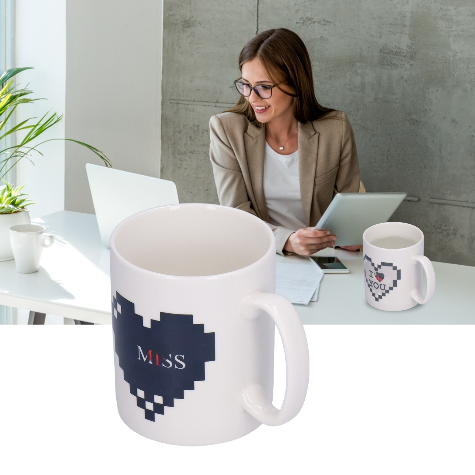 Keramik-kaffee-/milchbecher Mit Originellem, Farbwechselndem „love“-design, Ideal Für Zuhause Oder Büro.