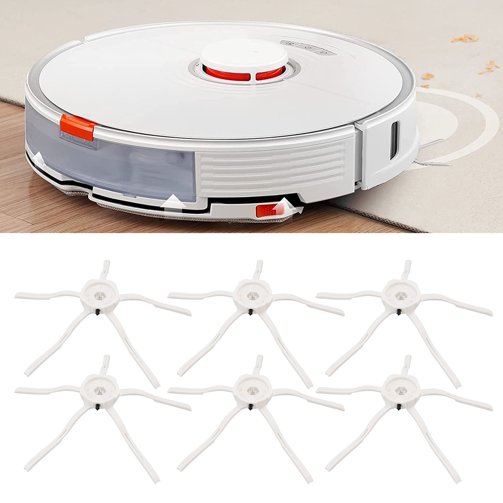 Geeignet Für Xiaomi Roborock S7maxv/s7/s6/s5/s4/e Serien-saugroboter Mit Silikon-seitenbürsten Für Die Saugkraft (weiß).