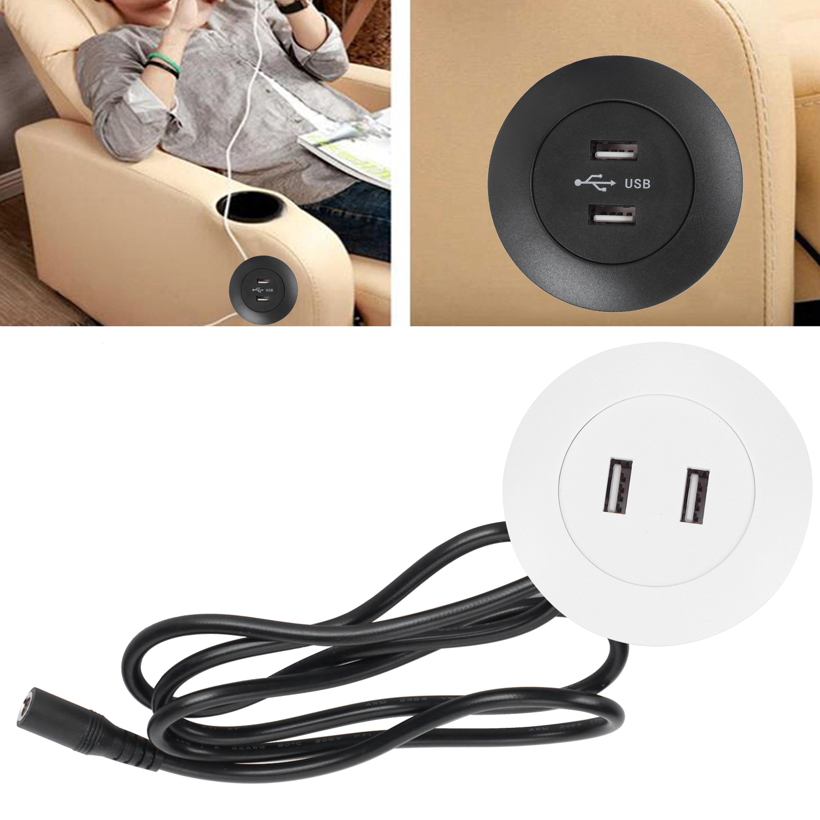 Handy-ladegerät Mit Zwei Usb-2.0-anschlüssen Für Elektrische Sessel Und Sofas – Möbel-ersatzteile – Weiß – Eu-stecker 100–240 V
