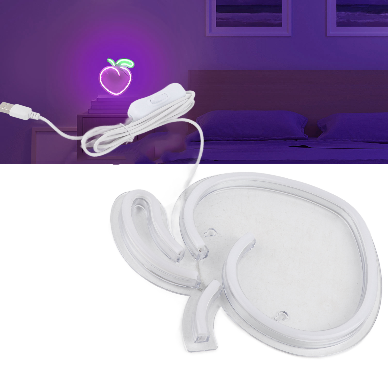 Pfirsichförmige Led-neon-wanddekoration, Usb-neonbeleuchtung Für Schlafzimmer, Wohnzimmer, Party, Büro Oder Geschäft.