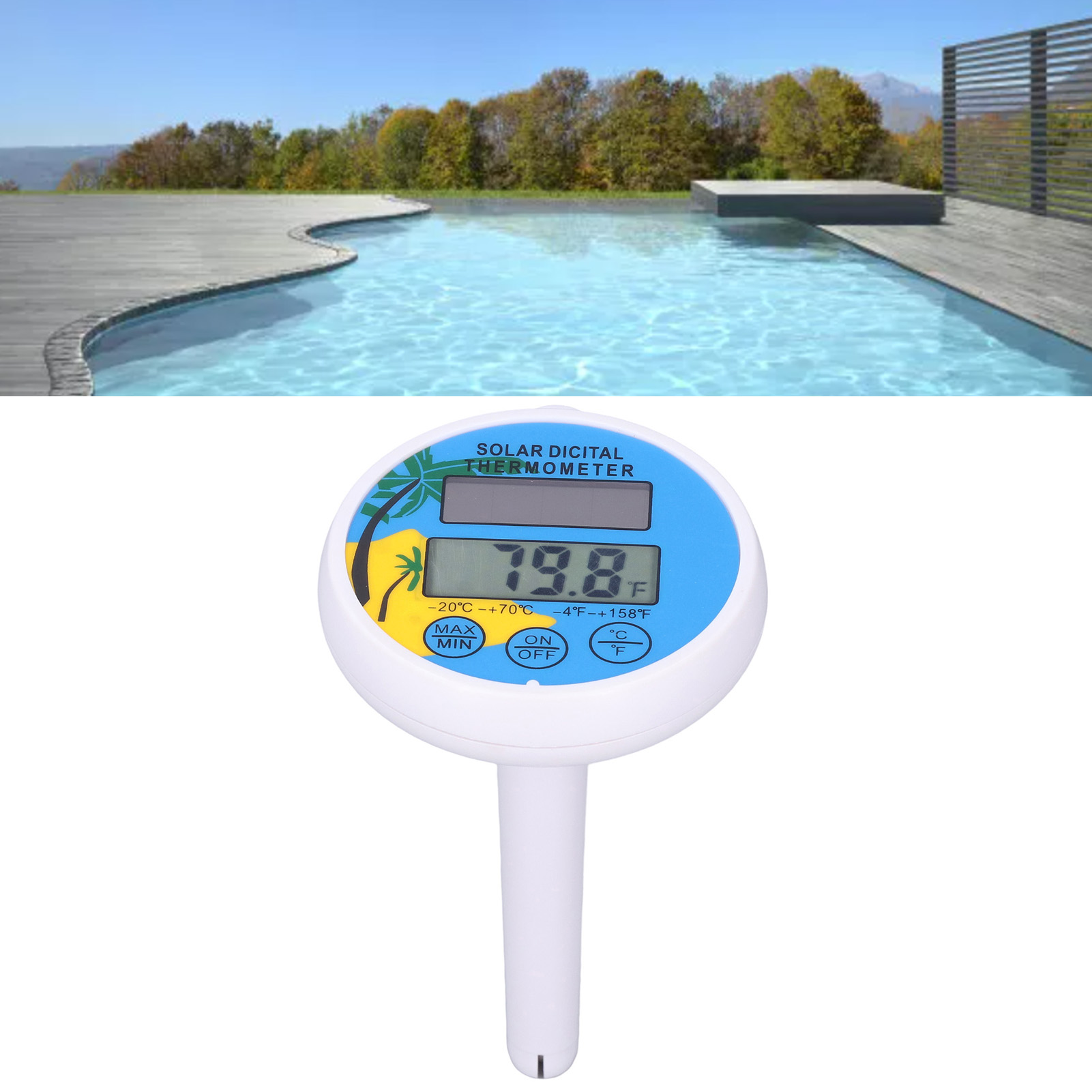 Solarbetriebenes Poolthermometer, Digitales Poolthermometer, Digitale Wassertemperaturanzeige Für Whirlpools.