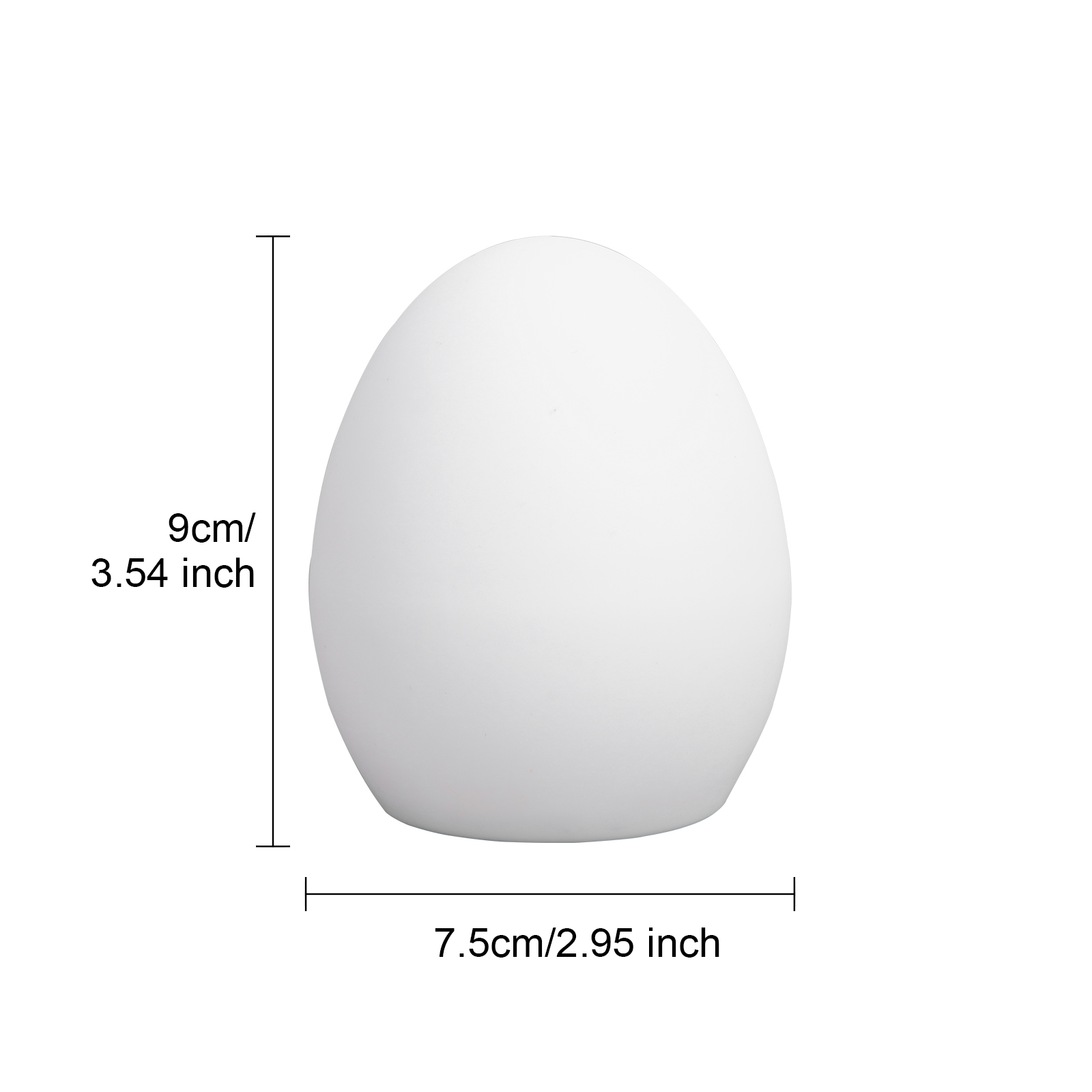 Wiederaufladbares Led-leuchtei In Eiform Aus Silikon, 75 X 90 Mm, Per Usb Aufladbar