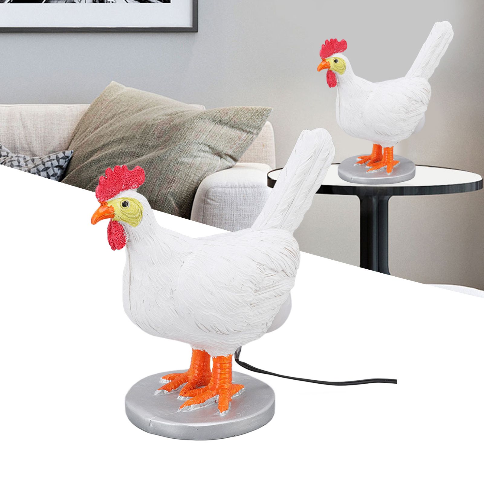 Witzige, Eiförmige Hühnerlampe, Usb-led-schreibtischlampe Aus Kunstharz, Handgefertigtes Deko-element