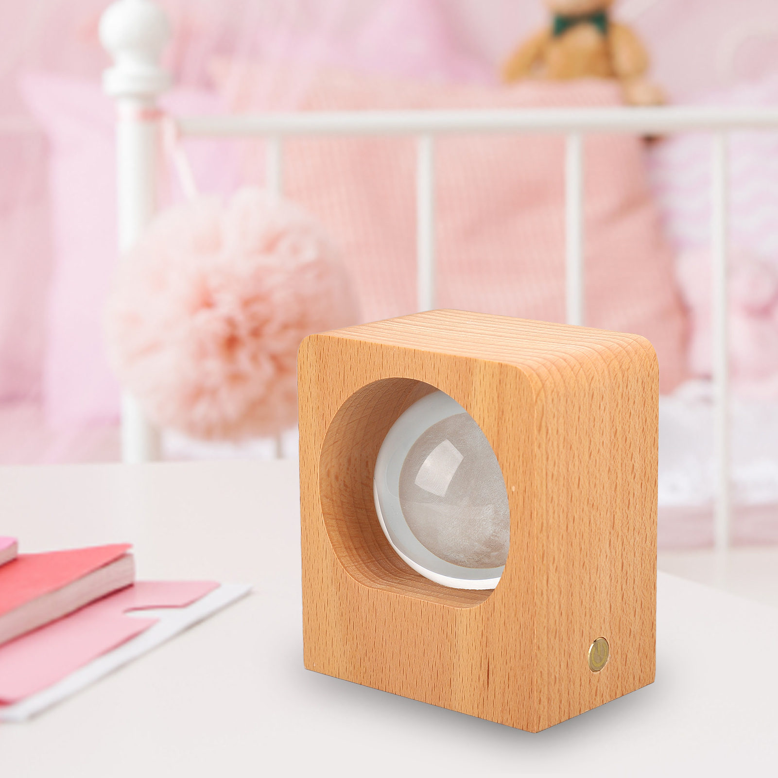 Kristallkugel Aus Holz, Selbst Graviertes Design, Retro-dekoration, Mond-nachtlicht, Schlafzimmer-accessoire