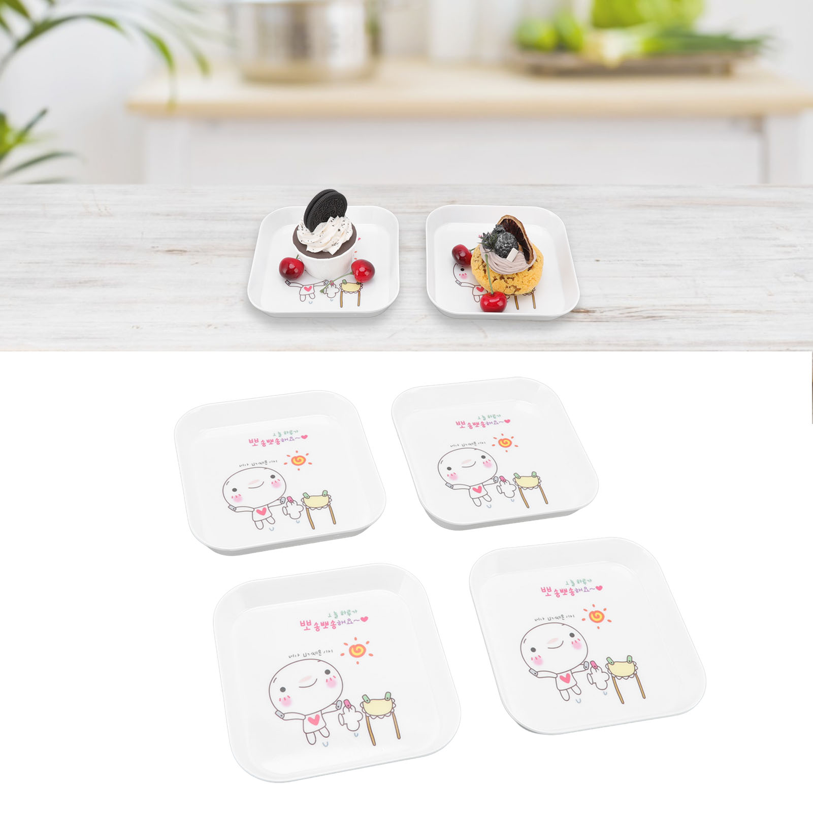 Snackteller (4-teilig) / Knochenspucker / Kleines Tellerset / Knochenspucker / Kleiner Quadratischer Teller / Obstteller / Abfallteller / Snackteller / Wäschetrockenteller