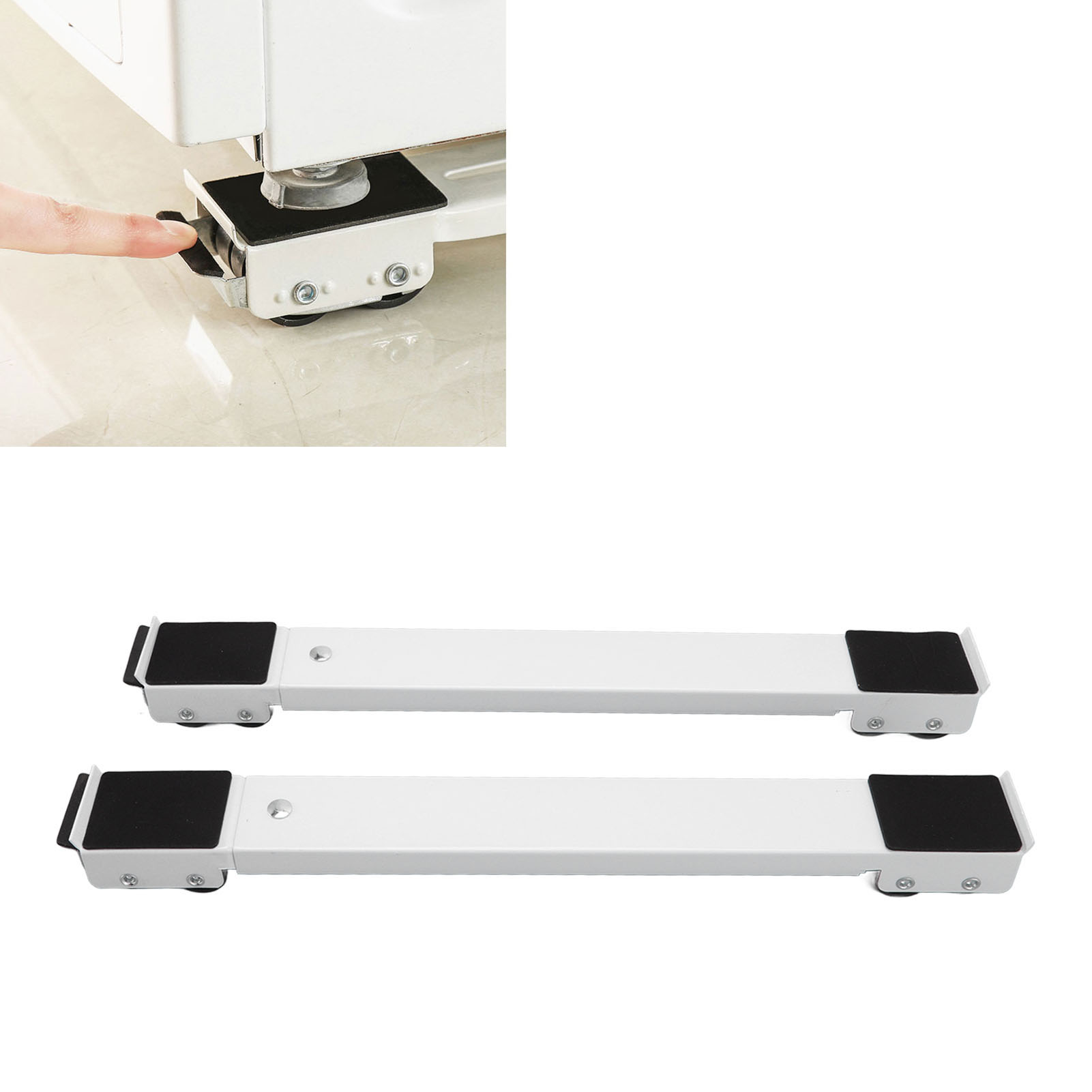 Set Aus 2 Mobilen Möbelständern Mit Rollen, Erhöhtem Fuß Und Rollen Für Kühlschrank Und Waschmaschine, Weiß