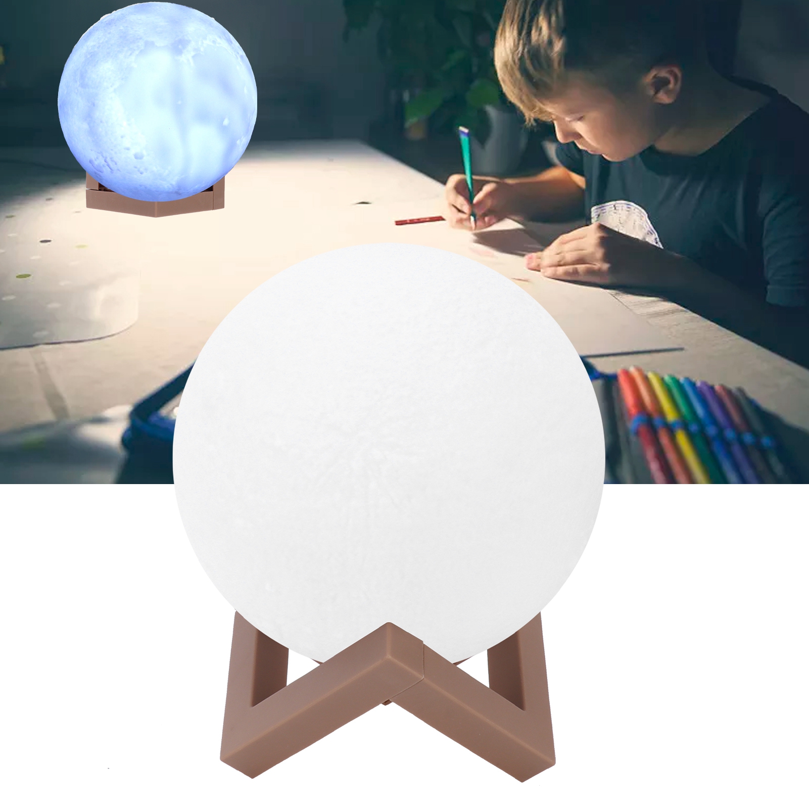 8-farbige Led-mondlampe Mit 20-tasten-fernbedienung, Geräuschinduktions-nachtlicht, Originelles Geschenk