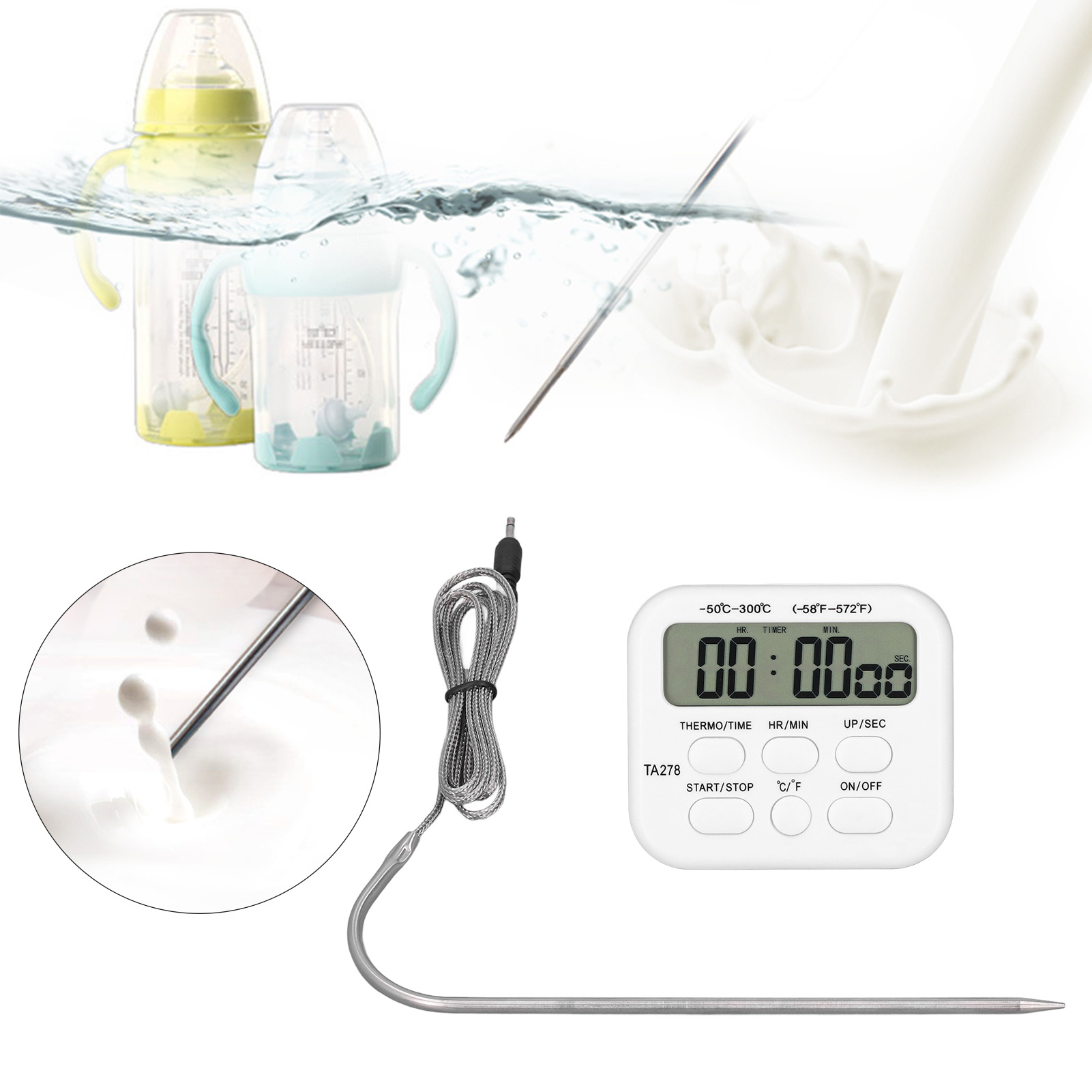 Multifunktionaler Küchentimer, Grillthermometer, Lebensmittelthermometer, Ölthermometer Für Grill Und Kochen
