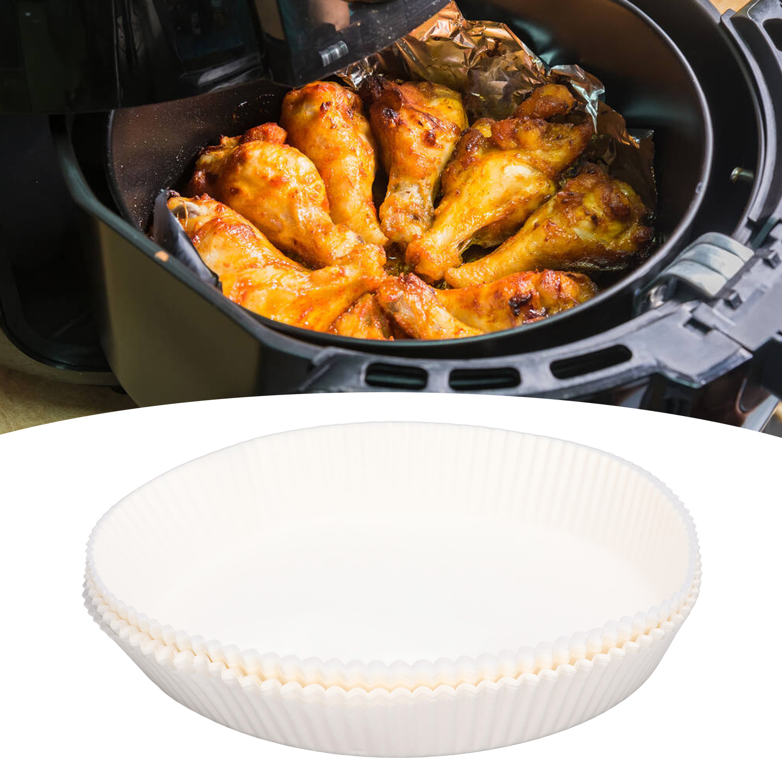 Luftfritteusen-absorptionspapier, Rund, Lebensmittelecht, Zum Kochen, Packung Mit 100 Stück.