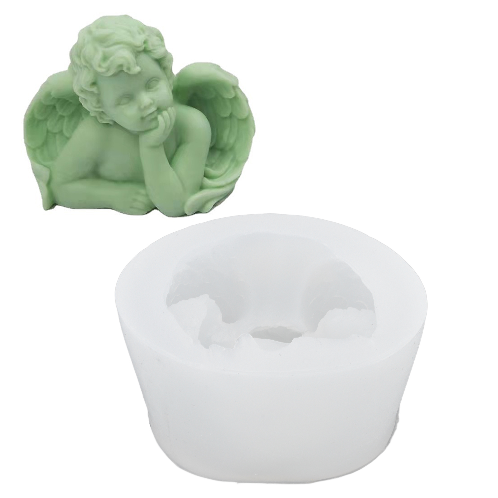 3d-duftkerzenform Aus Silikon In Engelform, Baby-engel-kuchendekorationswerkzeug Aus Ton, Einhand-engelform