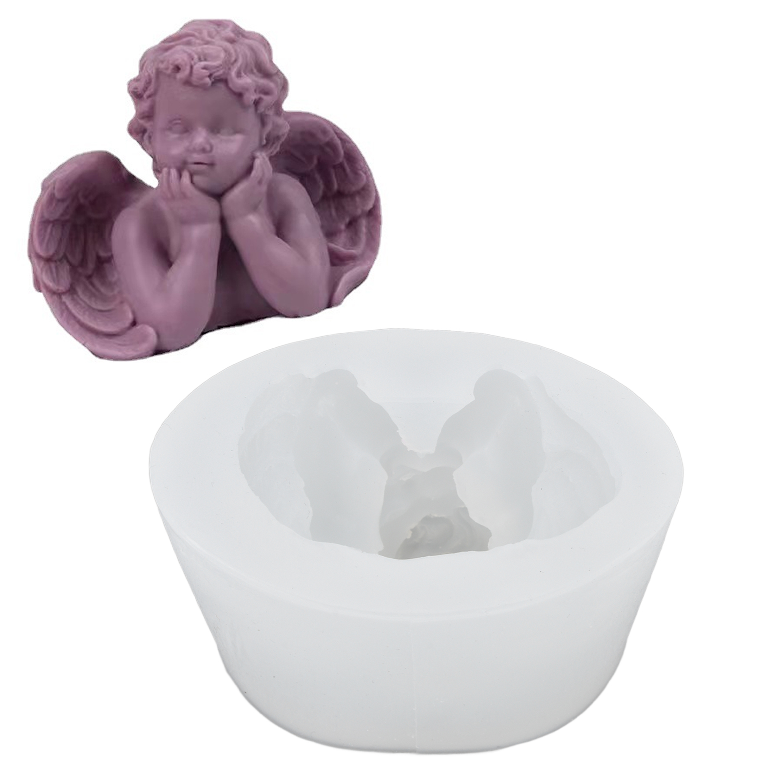 3d-duftkerzenform Aus Silikon, Engelsmotiv, Tortendekorationswerkzeug Für Babyengel Aus Ton, Hände, Die Ein Engelsgesicht Halten