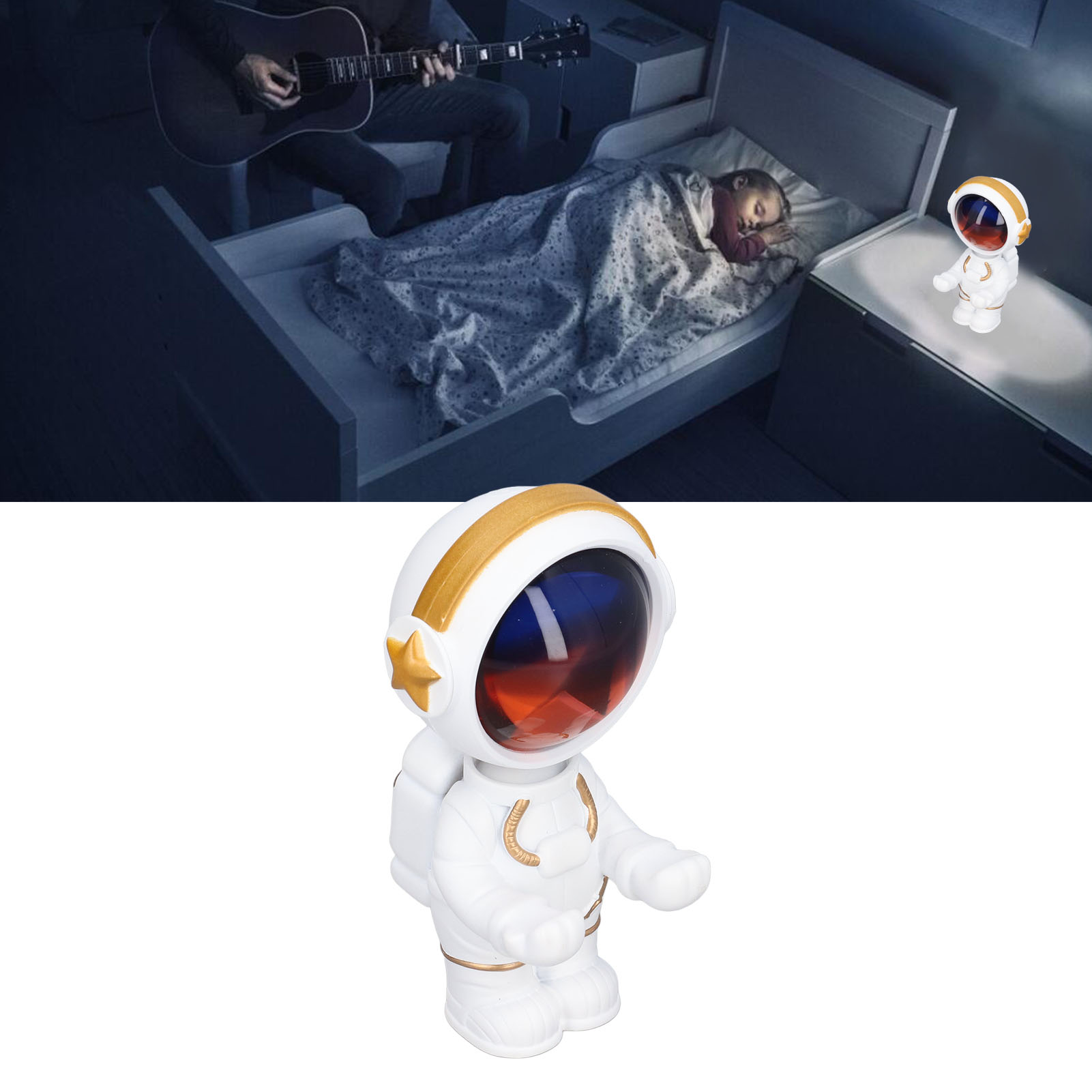 Astronaut Dawn Light Miniatur-schreibtischlampe, 360° Drehbar, Usb-aufladbar.