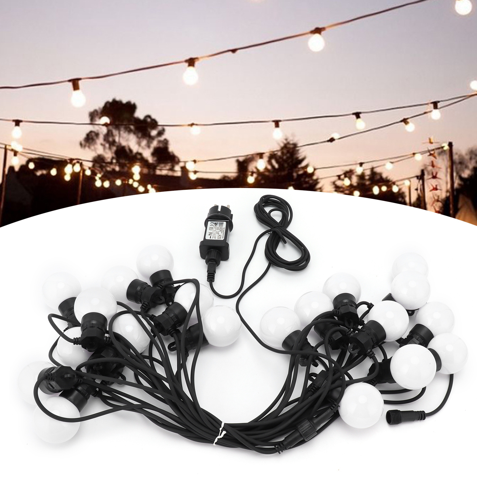 10 M Lange, Wasserdichte G50-lichterkette Mit 20 Leds Für Festliche Außendekorationen, 220–240 V (eu), Warmweiß