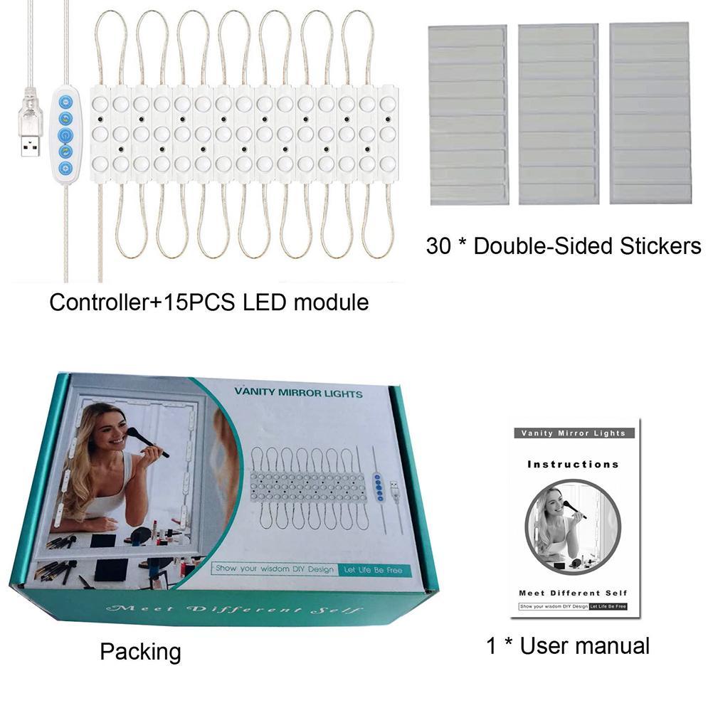 Verstellbarer Led-beleuchteter Spiegel Mit 45 Leds, Ideal Zum Schminken Auf Dem Schminktisch Oder Für Den Selbstbau. Usb-stromversorgung.