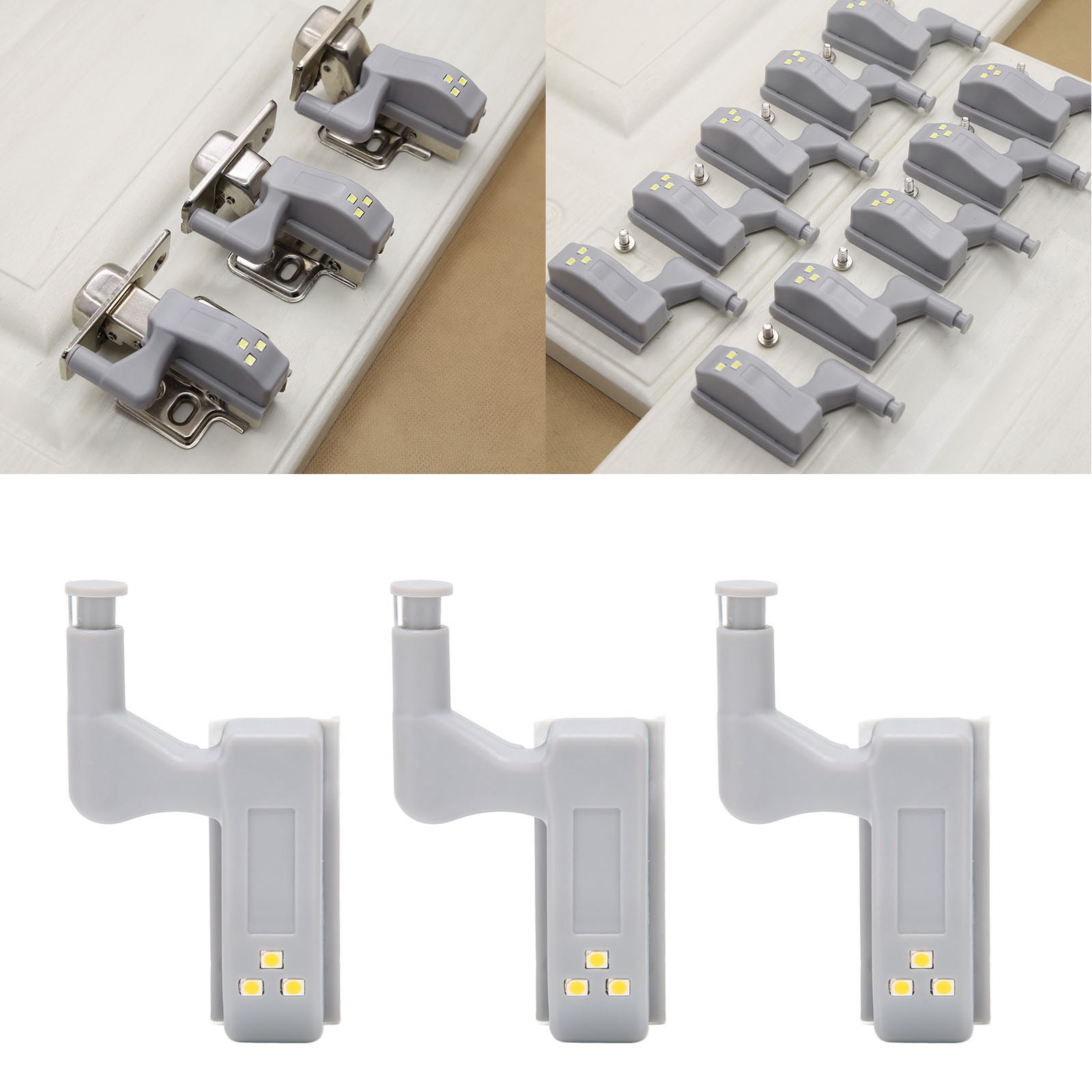 Led-beleuchtung Für Hydraulische Scharniere An Schrank-, Küchenschrank- Und Weinkellertüren Zusatzbeleuchtung Für Möbelbeschläge. 10er-packung (10 Stück), Warmweißes Licht, Inklusive Batterie.