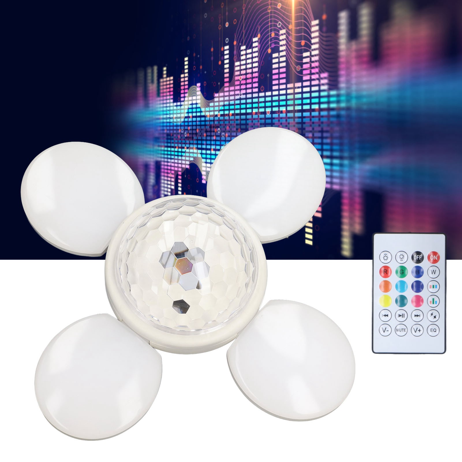 Bluetooth-led-lampe Mit Lautsprecher Und Discokugel, 48 W, E27 Rgbw, Farbfernbedienung, Musikalisches Licht Für Familienfeiern, Clubs, Bars Und Weihnachten.