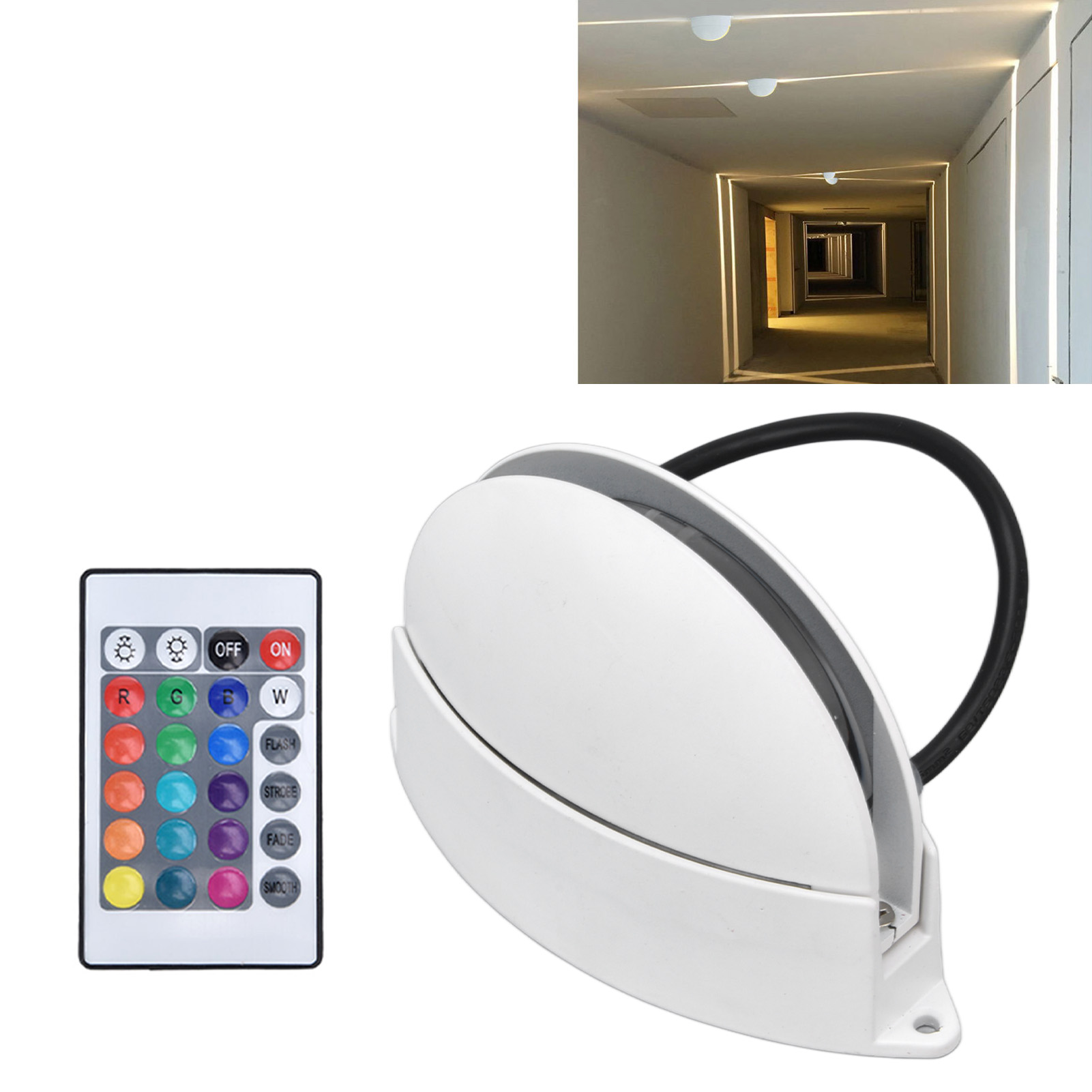 Rgb-wandleuchte Mit Fernbedienung, Rgb-spot Mit Fernbedienung, 180°-wandleuchte, Fensterbankleuchte, Flurleuchte, Außenwandleuchte, Wohnzimmerleuchte, Dekorative Nachttischlampe.