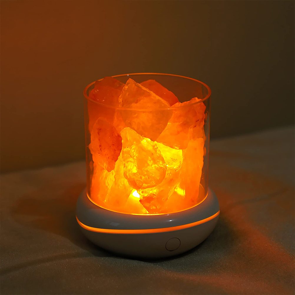 Himalaya-salzlampe Mit Aromatherapie, Sieben Farben, Weiß