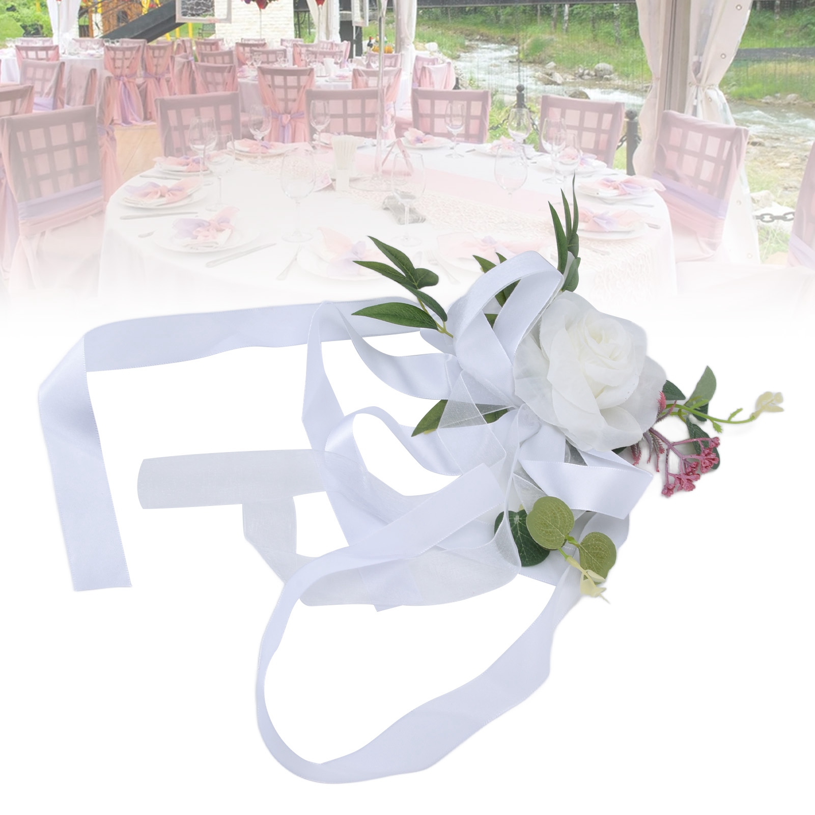 Nordische Hochzeitsdekorationen Im Freien, Blumensträuße Für Stuhllehnen, Künstliche Blumen Im Wald-design, Requisiten Für Hochzeitsfotos, Blumen Für Stuhllehnen, Weiß