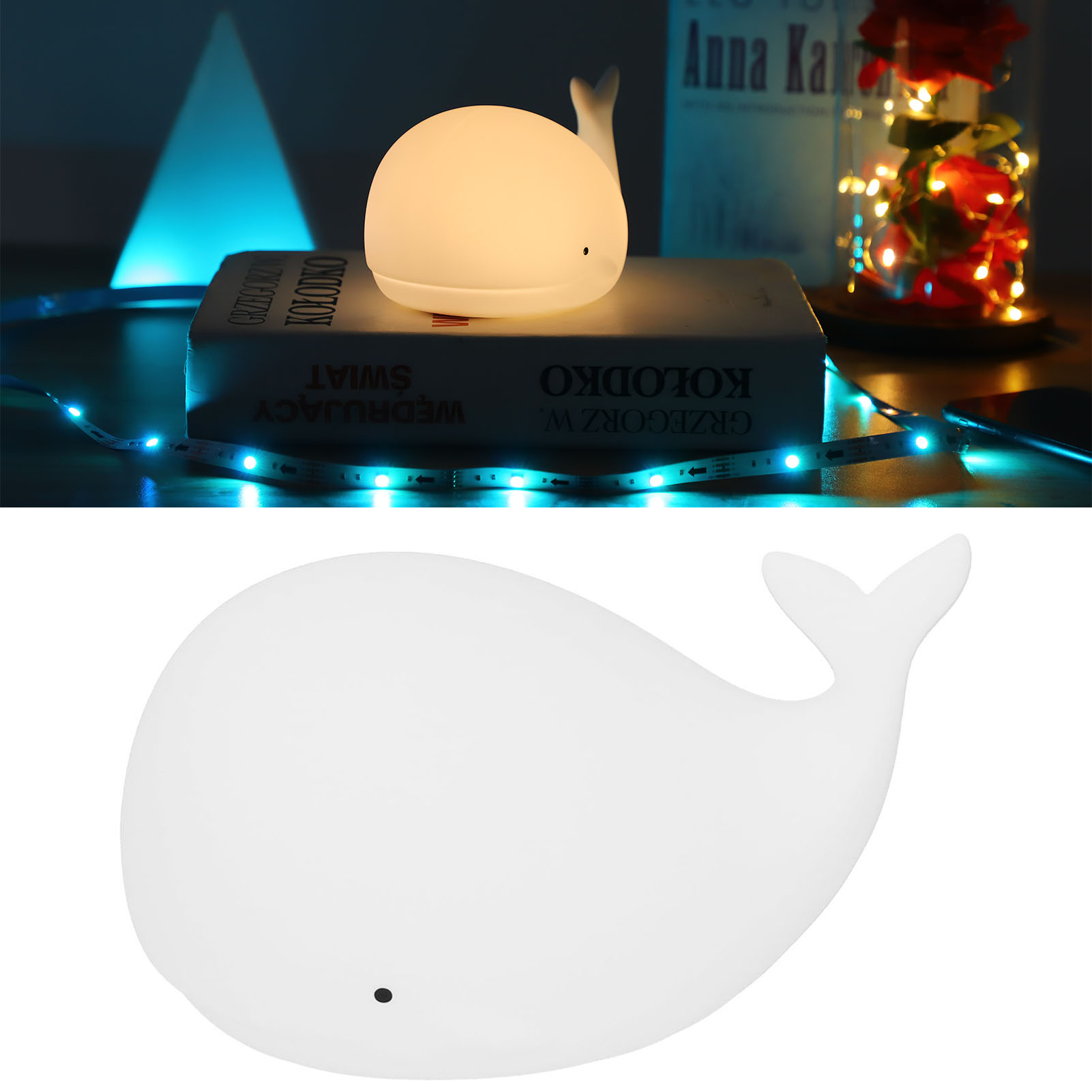 1,3-w-usb-nachtlicht In Walform, 7 Farben, Silikon, Nachttischlampe Fürs Schlafzimmer, Weiß