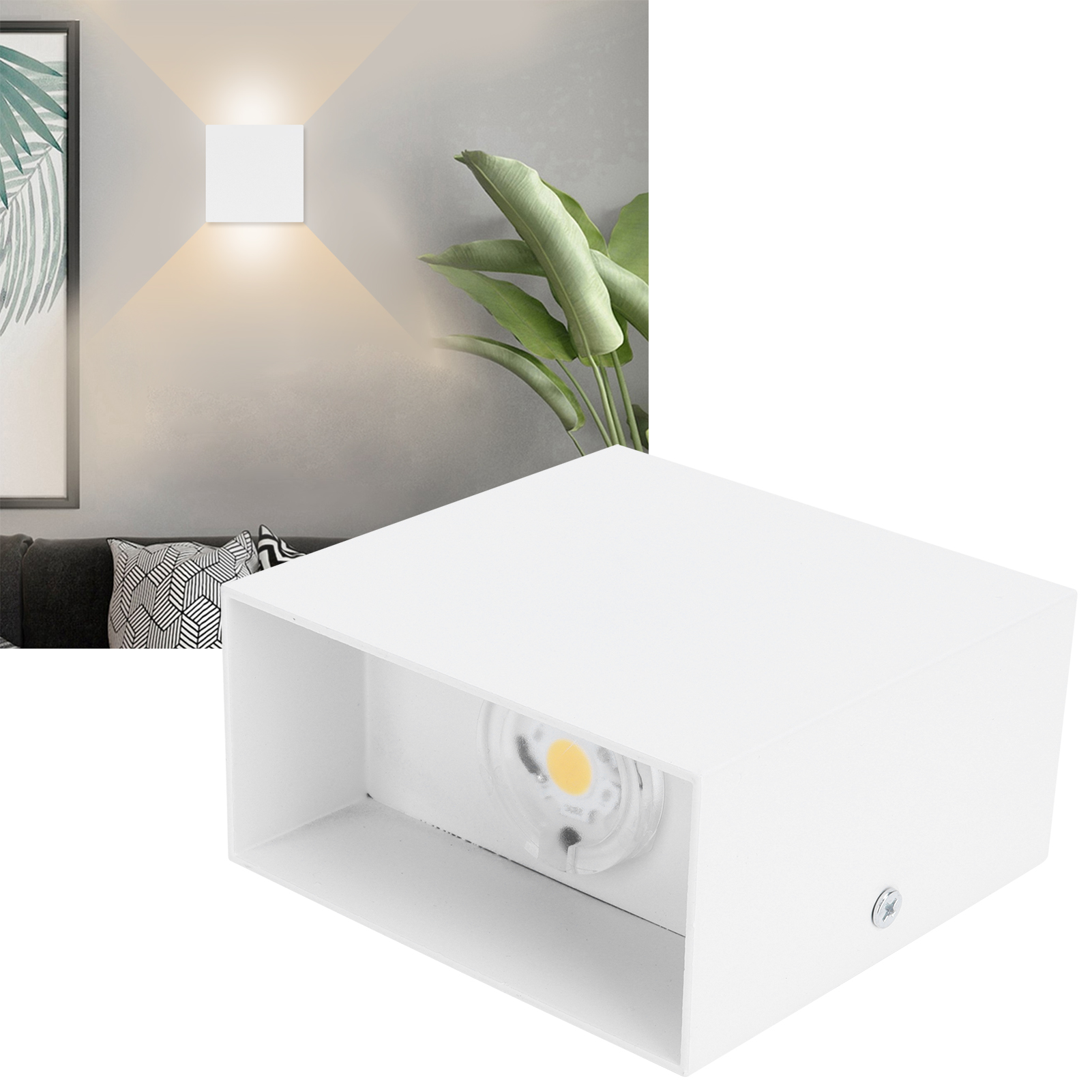 7w Led-wandleuchte, Quadratische Innenleuchte Für Schlafzimmer, Flur, Veranda, Balkon, Dekoration 100265v (perlweiß, Warmes Licht)