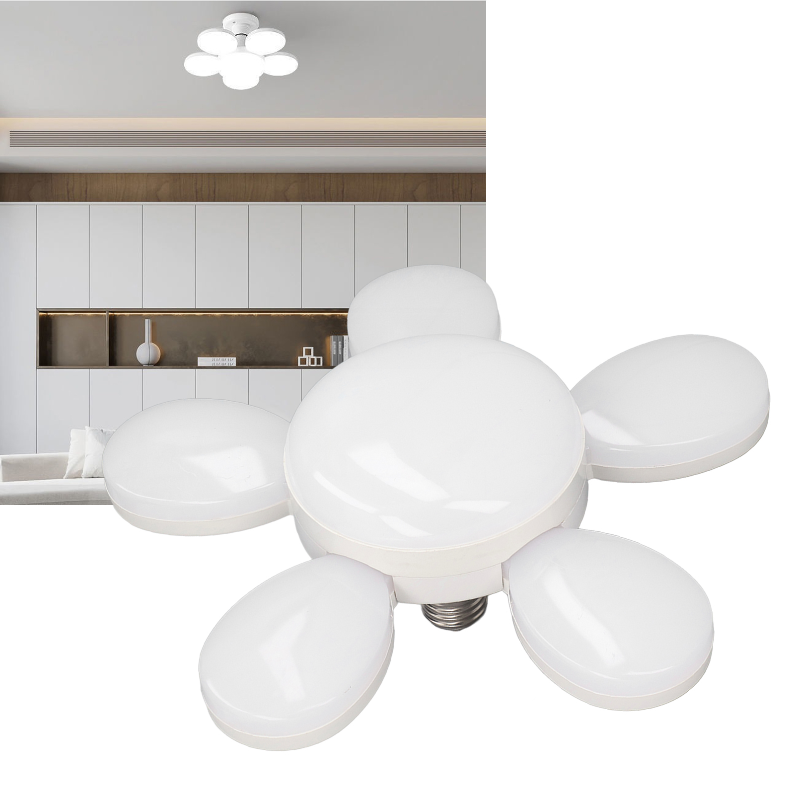 Led-industrie- Und Bergbaulampe, Garagenbeleuchtung, 50w/6500k E27/e26 Blattlampe, Faltbare Und Verformbare Pendelleuchte, Glühbirne Für Balkon.