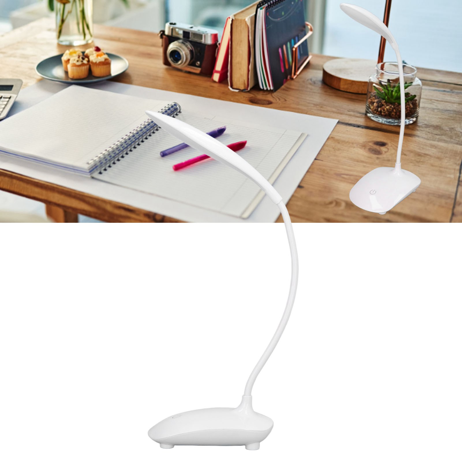 Touch-led-schreibtischlampe Mit Usb-akku, Faltbarem Design, 3 Einstellbaren Helligkeitsstufen, Geeignet Für Kinder, Schüler Und Studentenwohnheime.