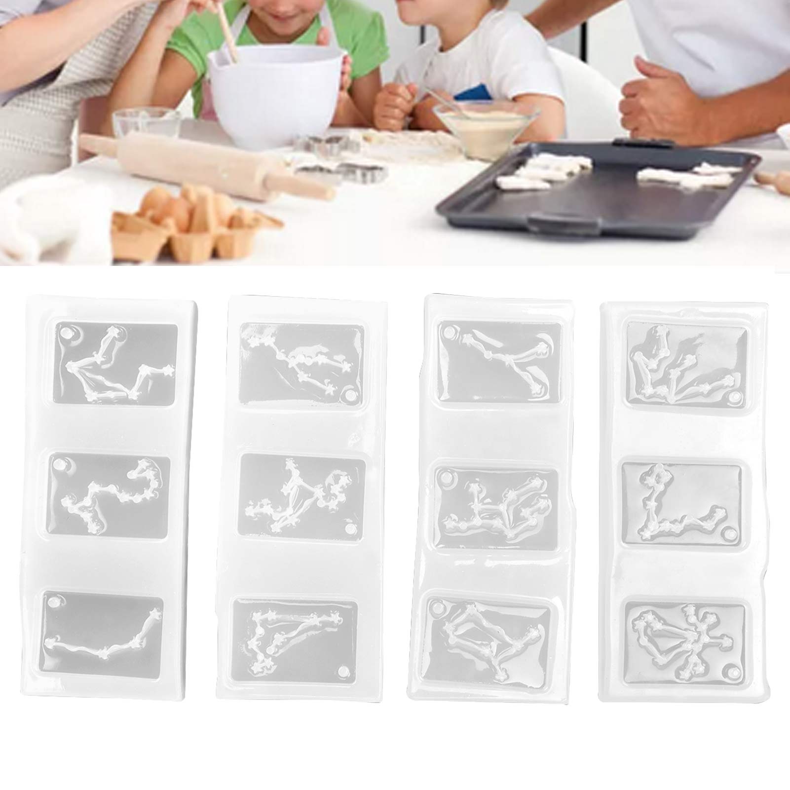 Set Mit 4 Silikonformen Für Anhänger Und Dekorative Paneele, Kein Bohren Erforderlich, Zur Herstellung Von Schmuck Und Heimschmuck In Der Küche.