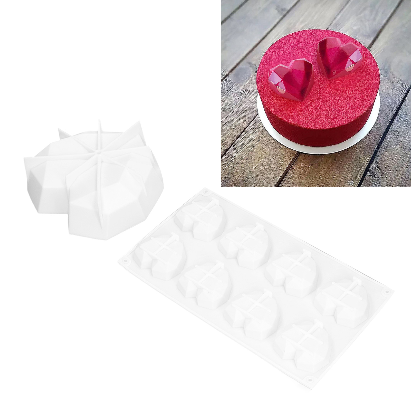Silikonform In Herz- Und Rautenform (2 Stück) Für Selbstgemachtes Backen (kuchen, Pralinen, Eiscreme).