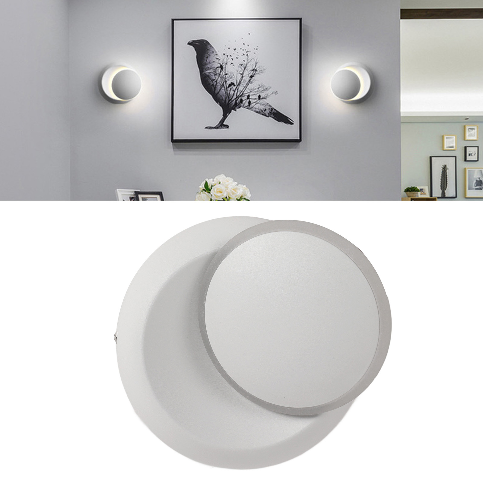 Led-wandleuchte Mit Mondfinsternis-motiv Für Schlafzimmer, Nachttischlampe, Minimalistischer Und Kreativer Nordischer Stil, Drehbar, Ideal Für Wohnzimmer, Flur Oder Treppenhaus.