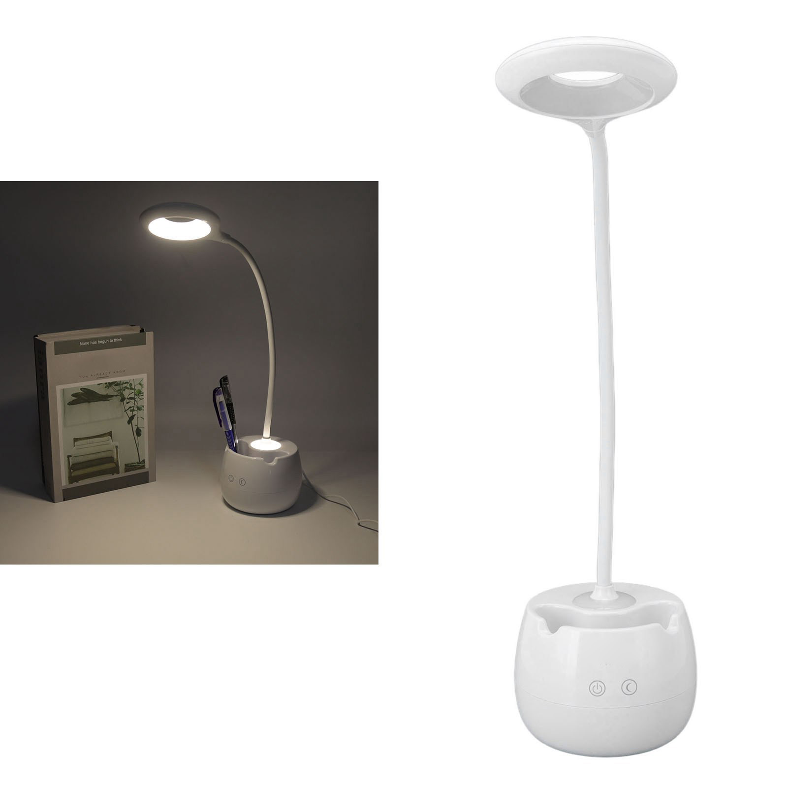 Wiederaufladbare Led-schreibtischlampe Über Usb, Augenschonendes Leselicht, 3 Beleuchtungsmodi, Touch-steuerung, Integrierter Stifthalter Für Zuhause Und Büro.