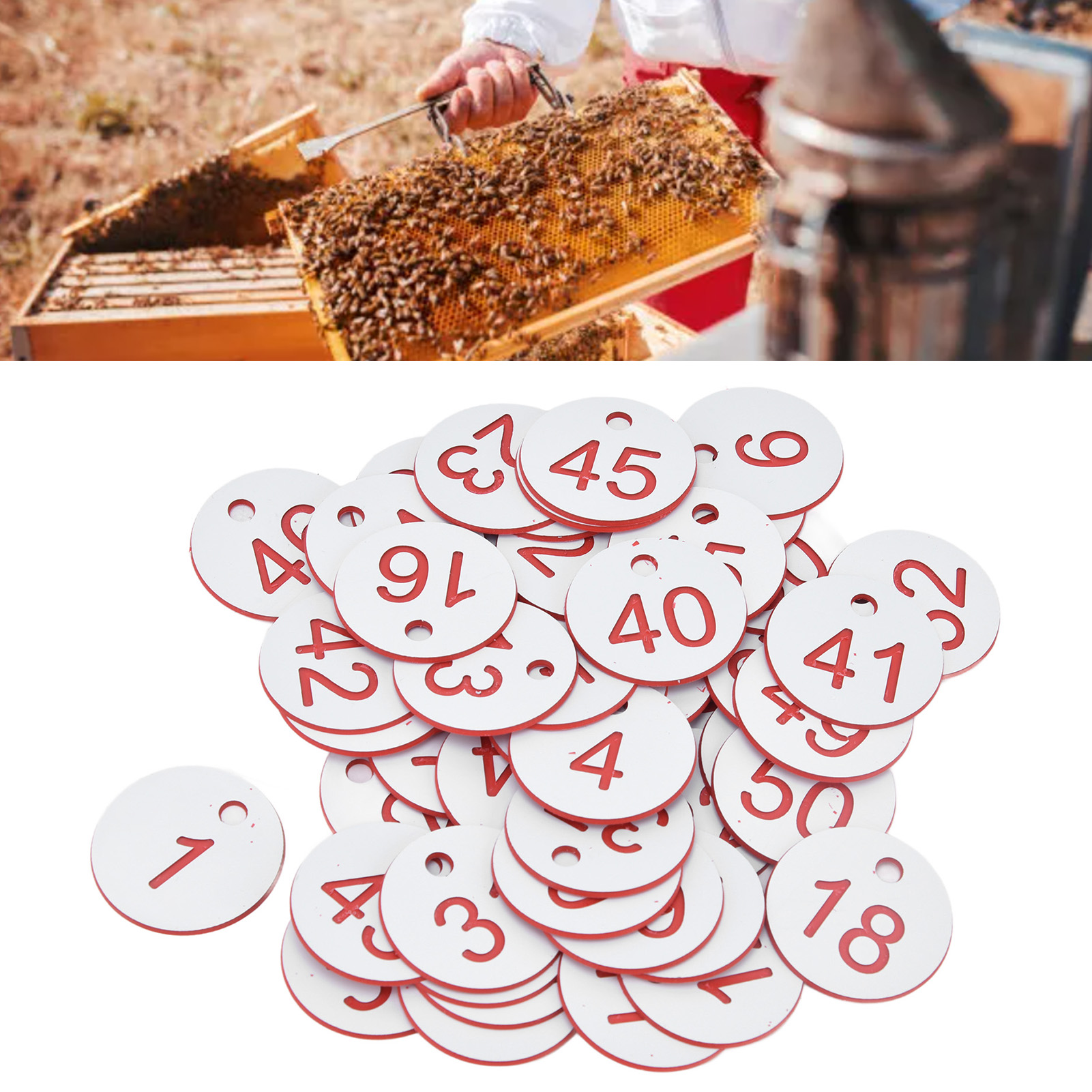 Nummerierte, Perforierte Bienenstock-kennzeichnungsetiketten, Weiße Markierungen, 1-50