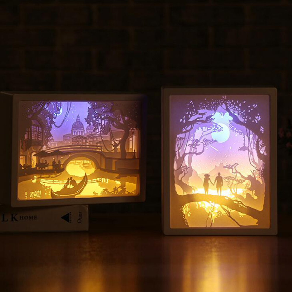 Dekorative 3d-nachtleuchte Aus Papier, Diy-led-lichtskulptur. Papierskulptur, Lichtkunst Für Die Nächtliche Dekoration.