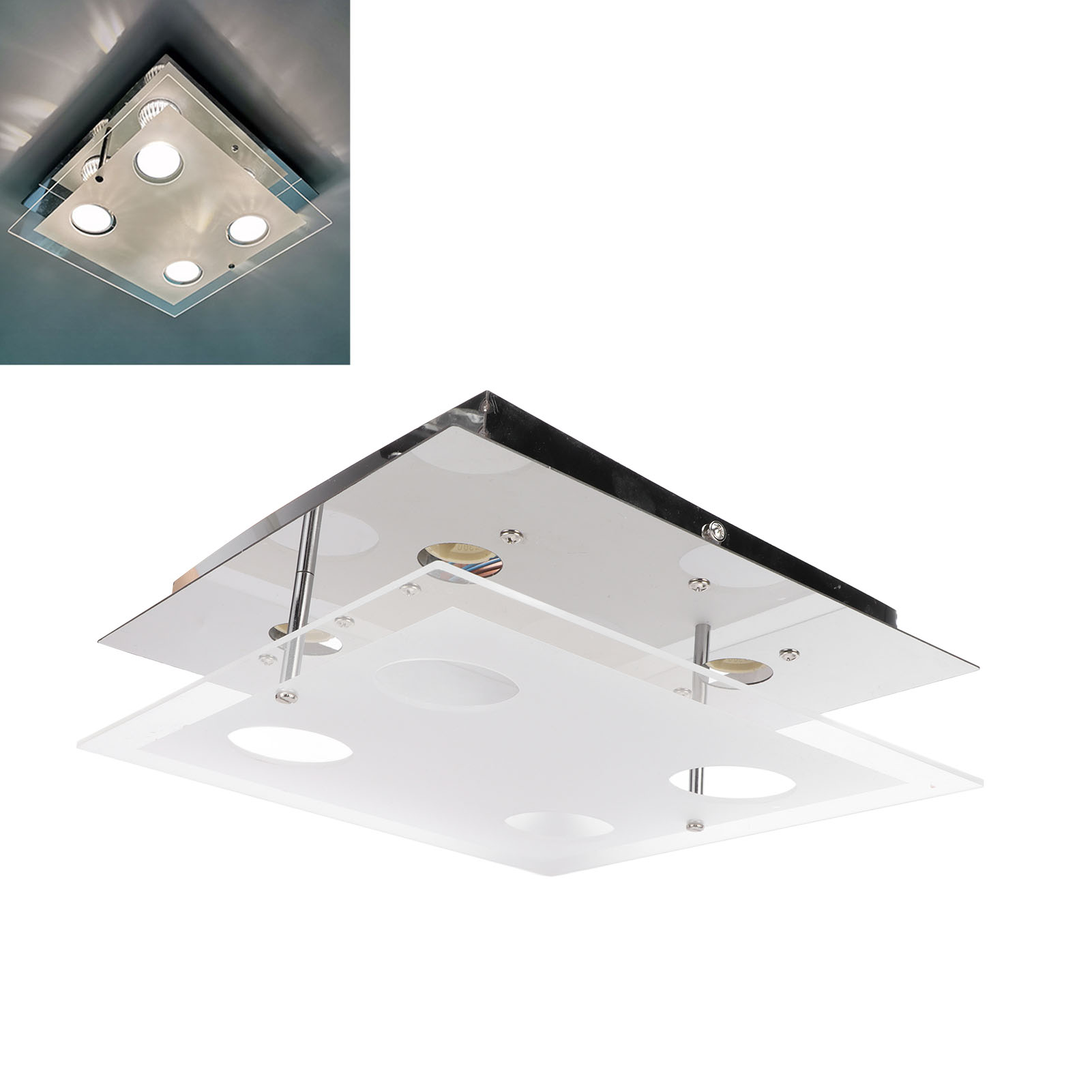 Gu10 Deckenleuchte, Vierflammige Wandleuchte Aus Schmiedeeisen, Quadratisch, Schlicht, Modern, Ideal Für Die Inneneinrichtung: Schlafzimmer, Esszimmer, Wohnzimmer, Balkon, Flur, Badezimmer.