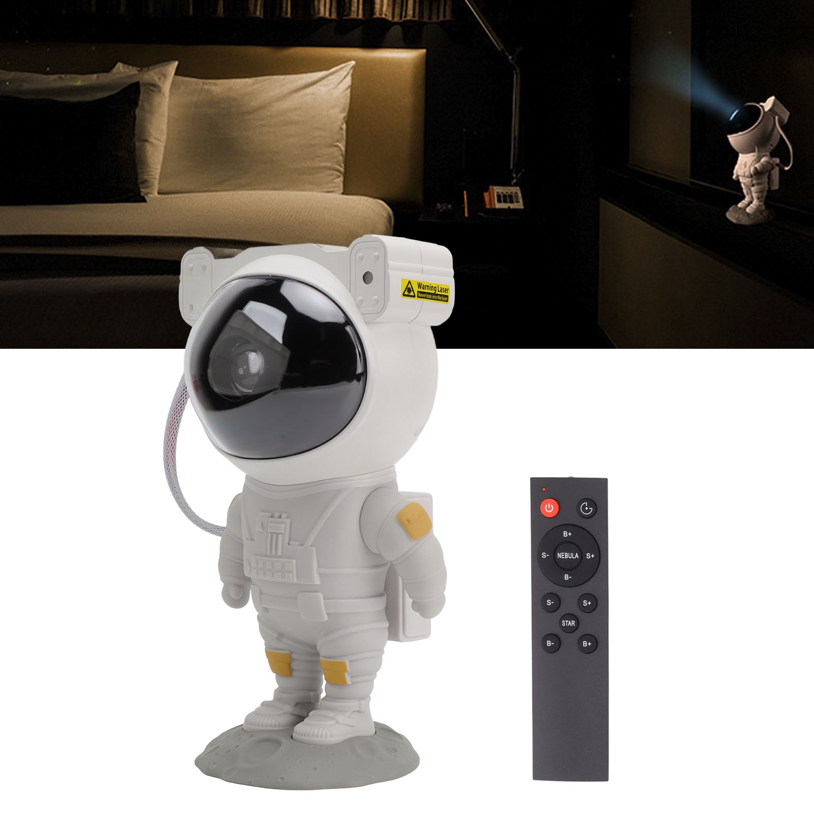 Astronauten-sternenprojektionslampe Mit Timer Und Fernbedienung, Usb-wiederaufladbarer Stimmungsprojektor, Nachtlicht Fürs Schlafzimmer