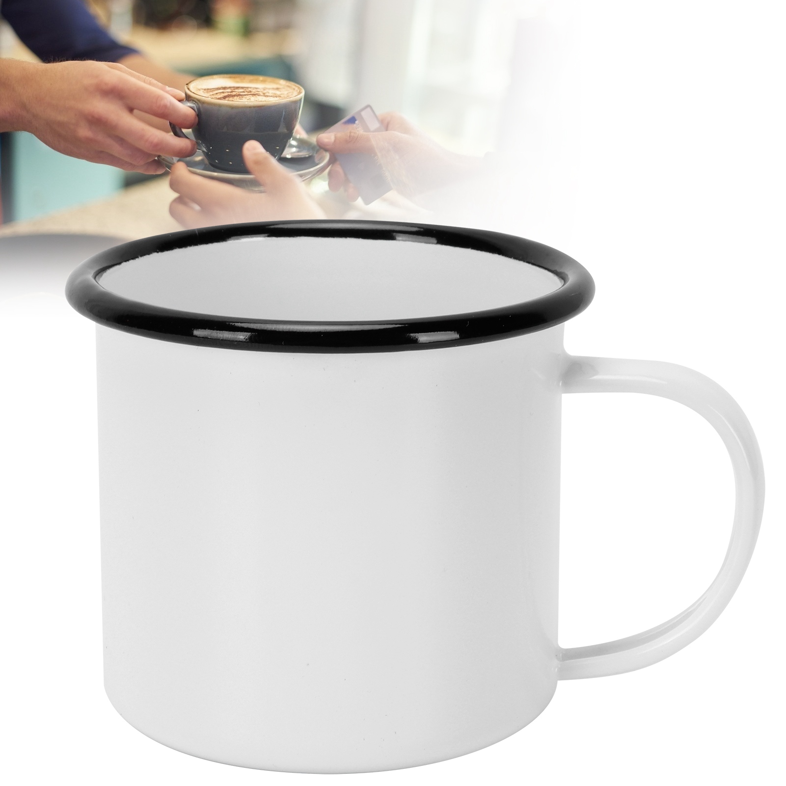 8 Cm Und 350 Ml Emaillebecher, Umweltfreundlich Und Dickwandig, Für Kaffee, Wein Und Wasser (weiß).