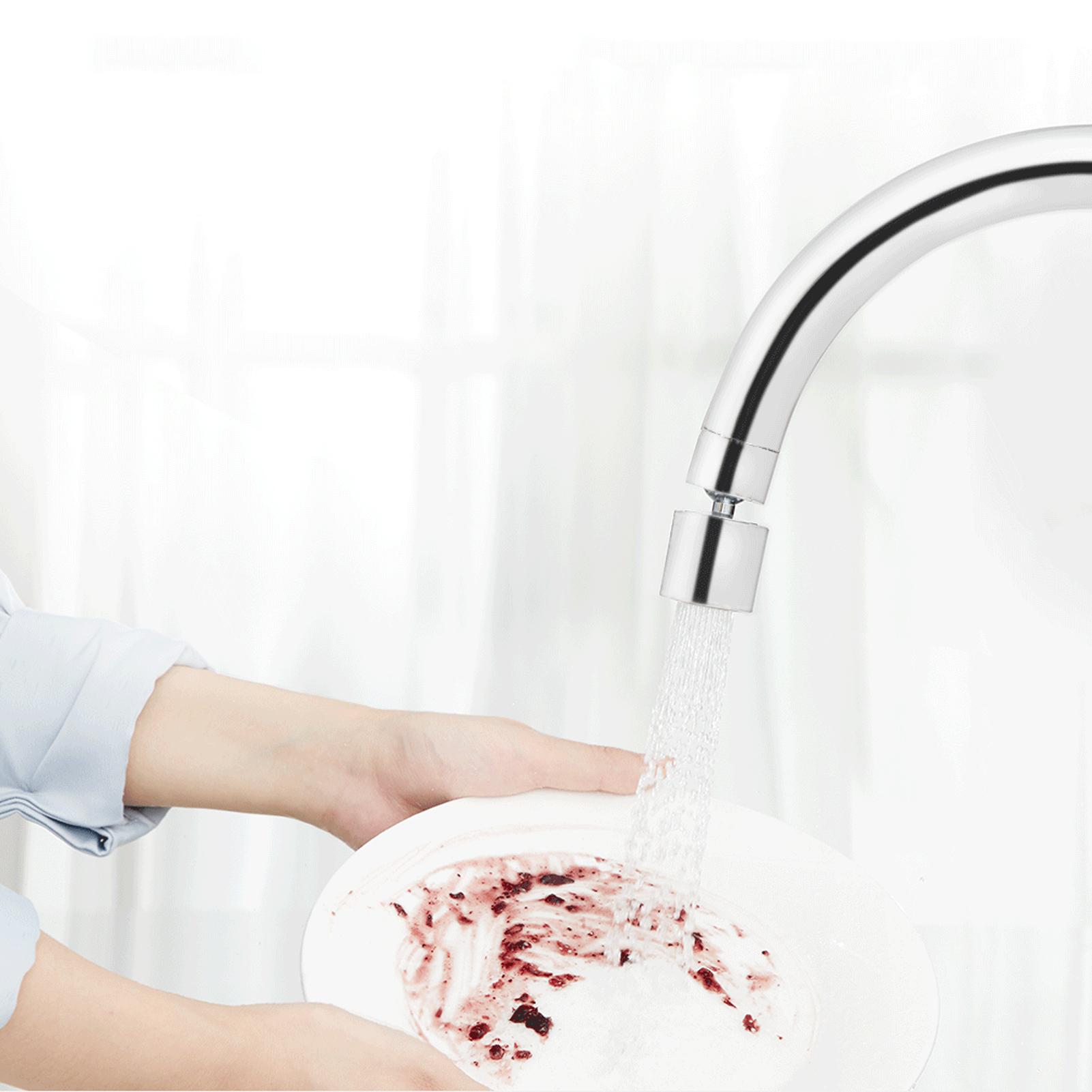 Großer, Weißer Doppelfunktions-wasserhahn-luftsprudler, 360° Universeller Wasserauslass, Kleine Größe, Zwei Wasserspritzmodi, Spritzschutz.