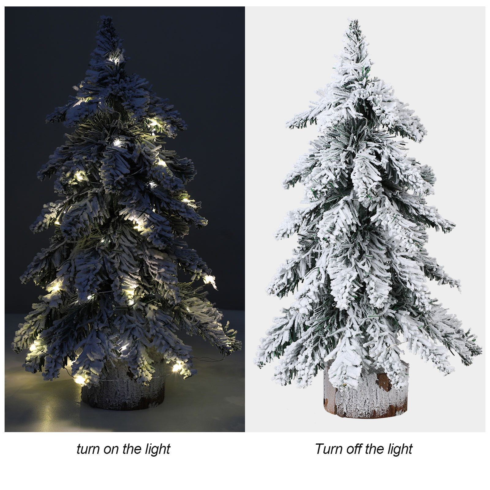 45 Cm Hoher, Beflockter, Spitzer Tannenbaum Mit Lichterkette, Mini-weihnachtsbaum Aus Pvc, Spitzer Tannenbaum, Weihnachtsdekoration Für Den Schreibtisch