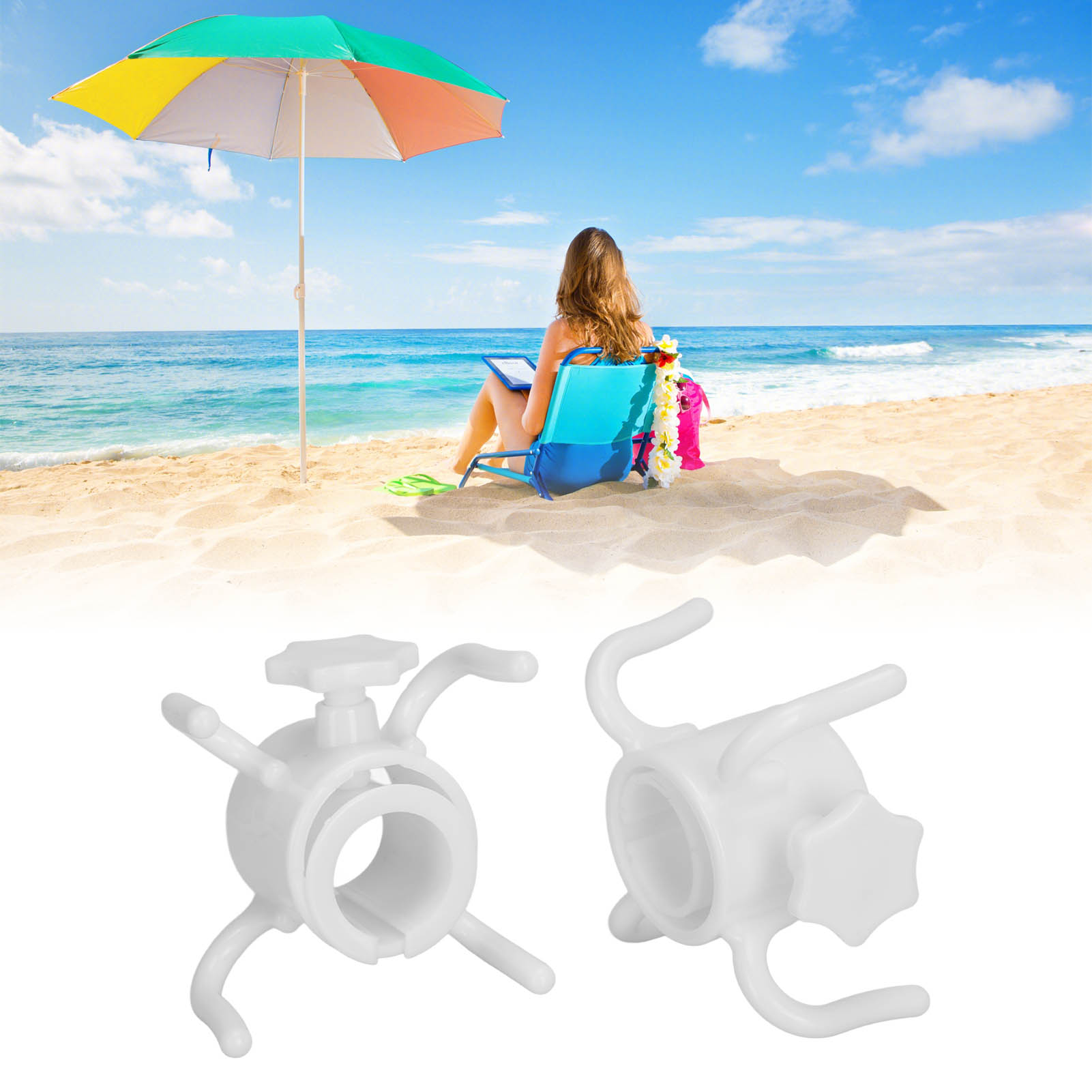 Set Mit 2 Ankern Für Sonnenschirme Im Außenbereich, Vierbeinige Haken, Weiß