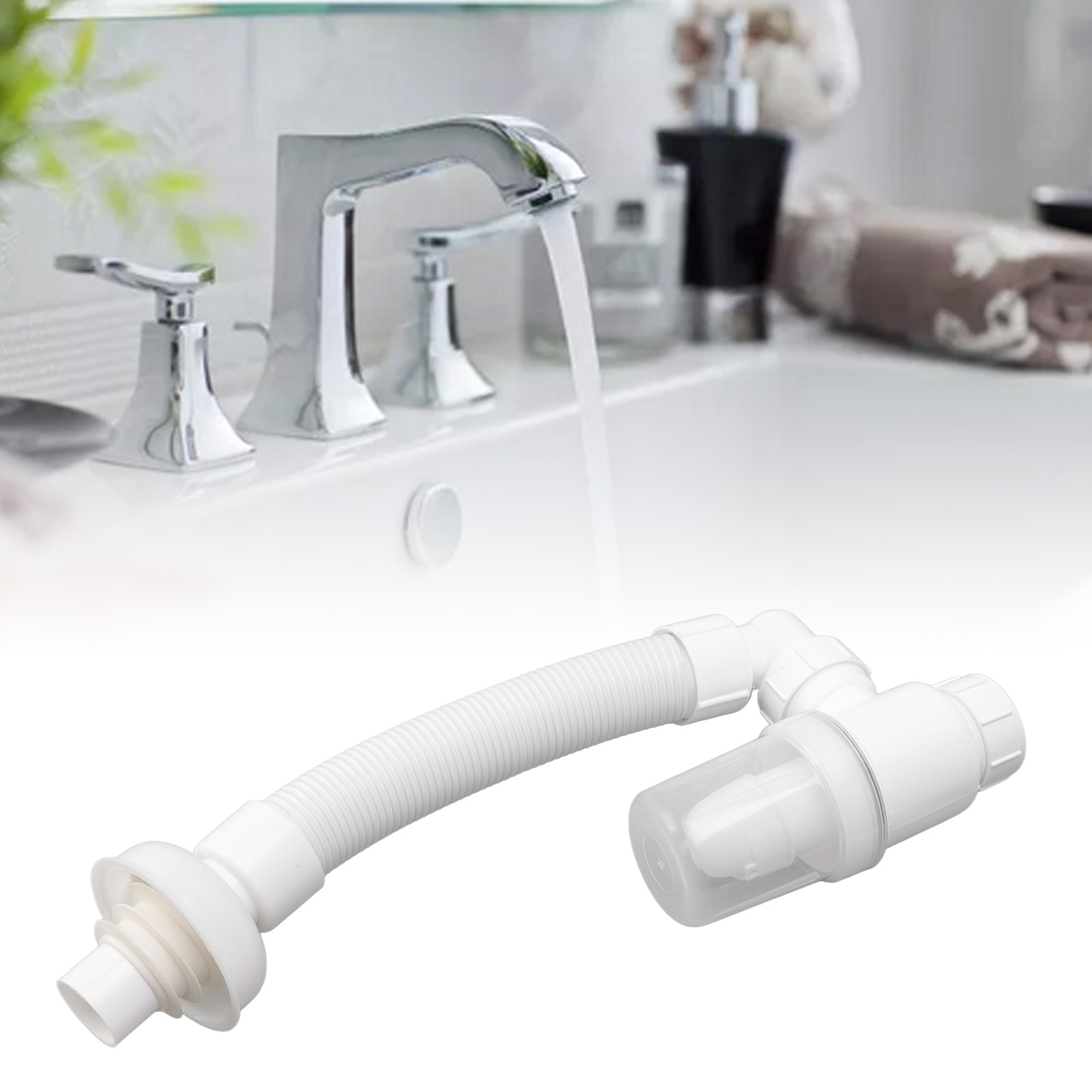 Winkelablaufrohr Für Spülbecken, Flexibel Und Geruchsdicht, Weiß, Für Küche Und Bad.