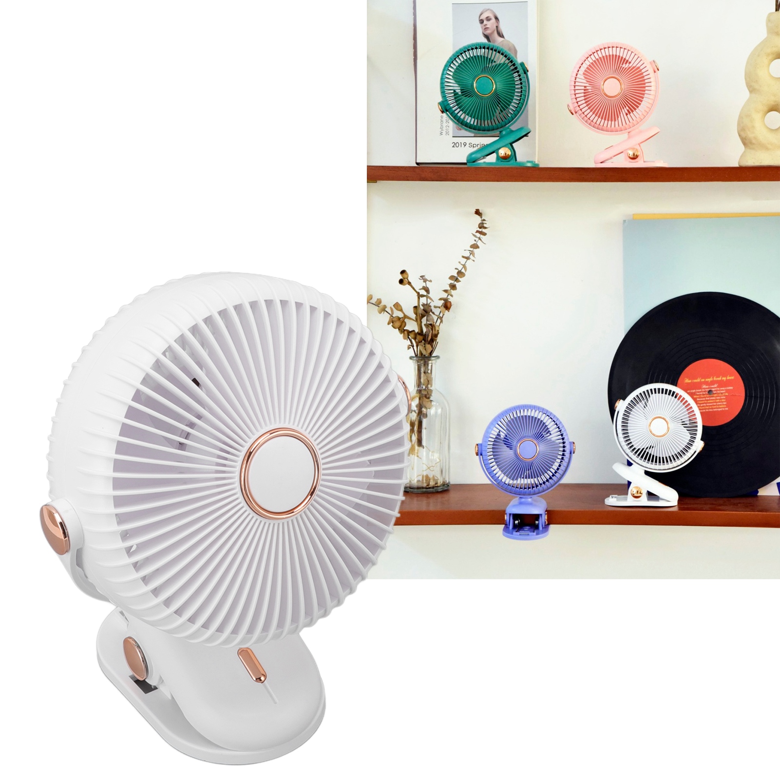 Minimalistischer Clip-ventilator, Elegant Und Stilvoll, Ideal Für Studentenzimmer, Kinderwagen Und Autos. Wiederaufladbarer Mini-clip-ventilator, Weiß.