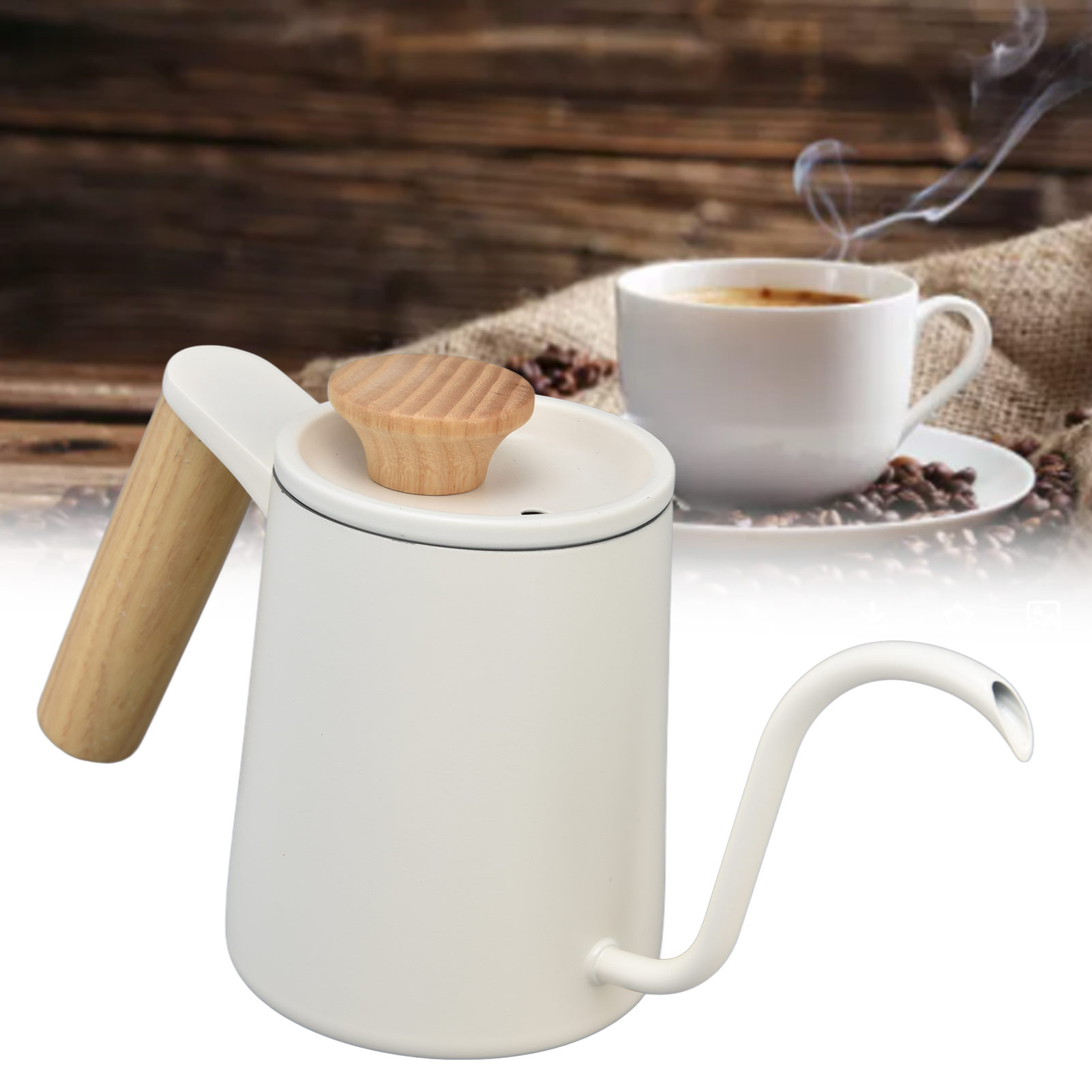 Filterkaffeemaschine Aus Weißem, Mattiertem Edelstahl Mit Integriertem Filter, Feinem Durchfluss, Schwanenförmigem Design, 350 Ml